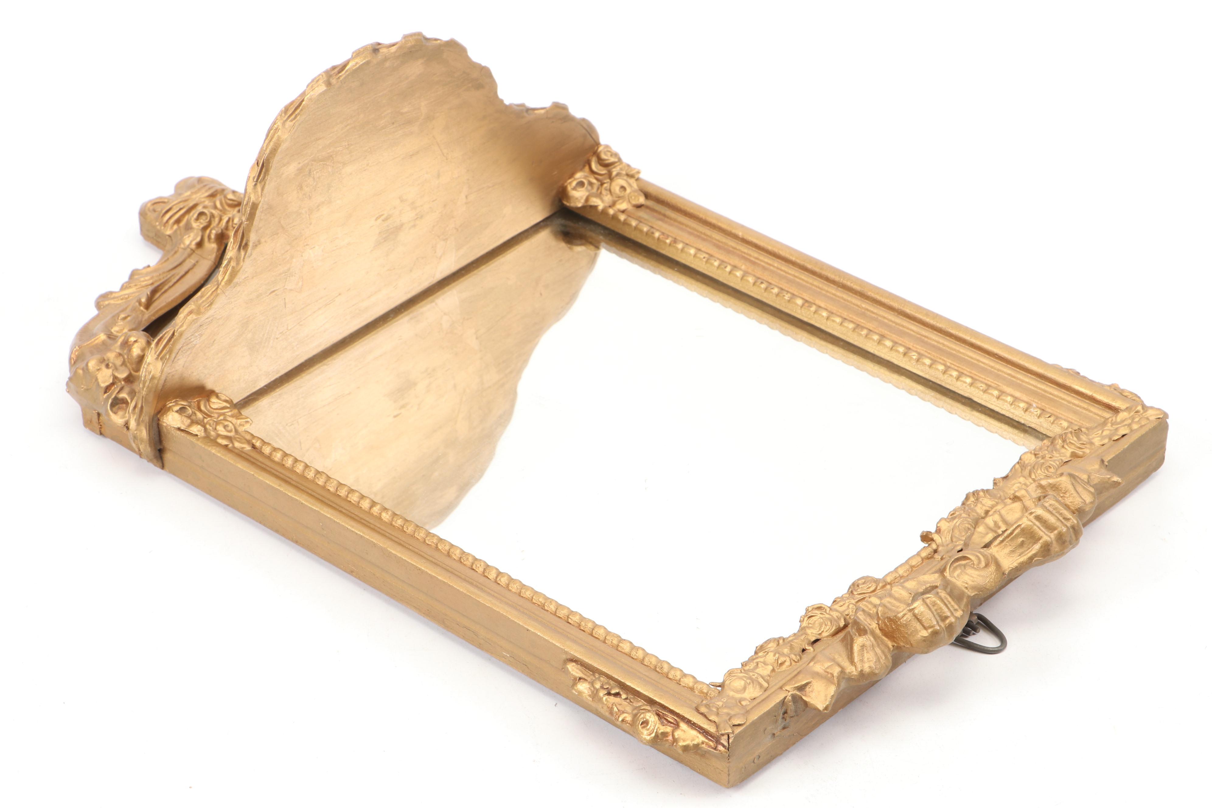 Louis XVI Style Mirrored Shelf with Victorian Parcel Gilt and Wood Frame