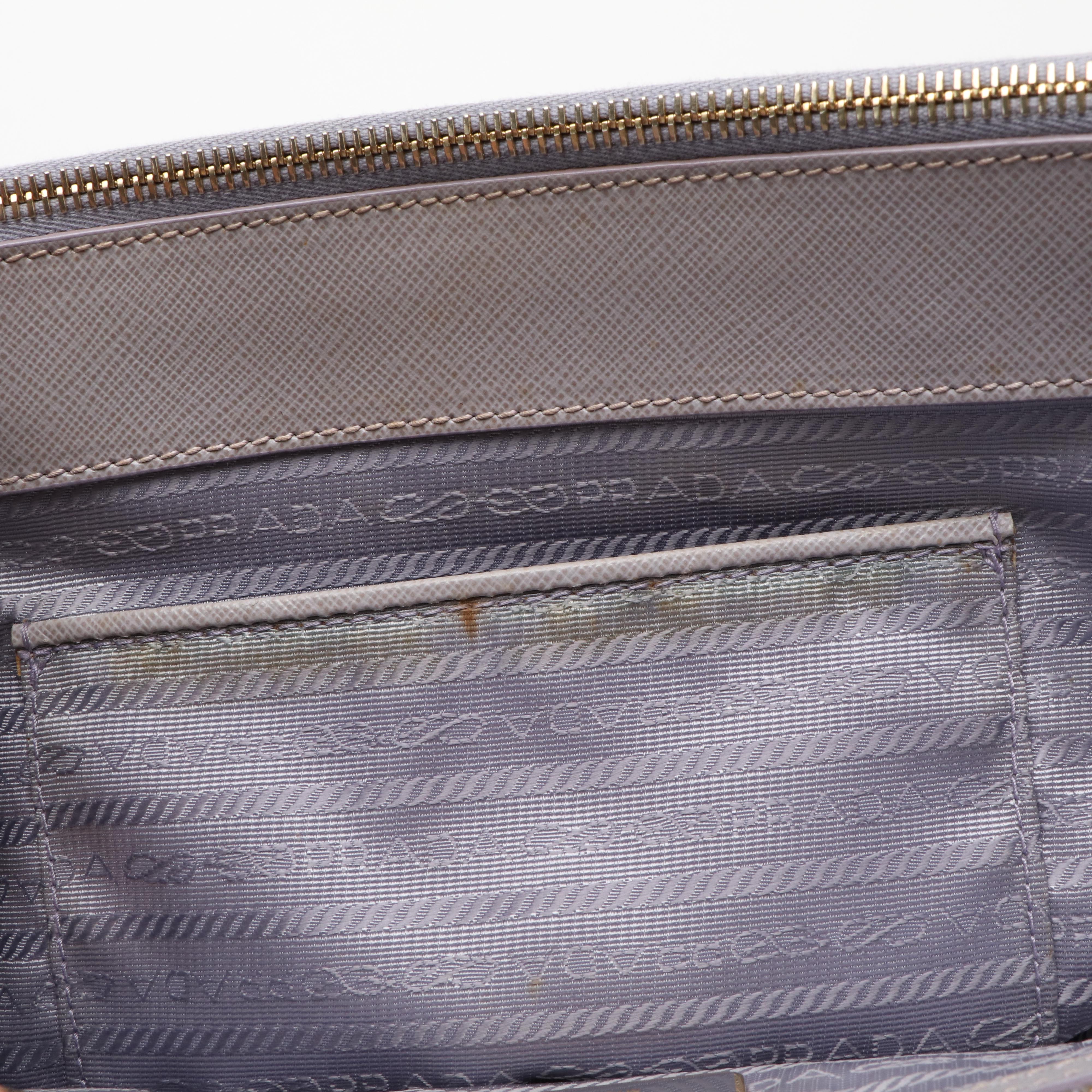 Prada Small Galleria Double Zip Tote Bag in Lavender Saffiano Lux Leather