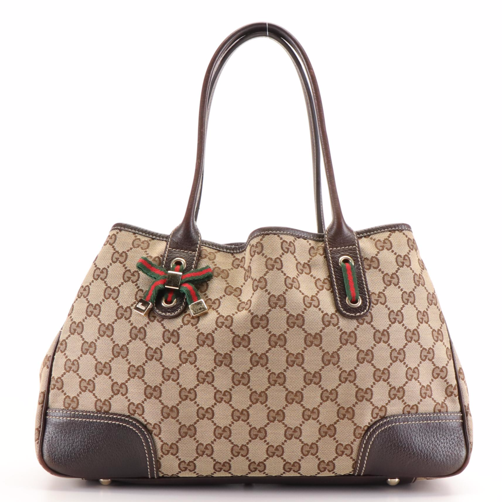 Gucci Princy Shoulder Tote in GG Canvas and Cinghiale Leather