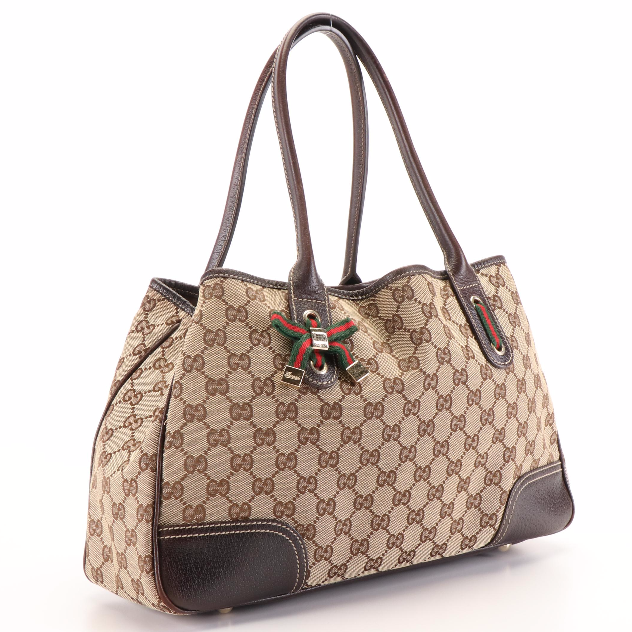 Gucci Princy Shoulder Tote in GG Canvas and Cinghiale Leather