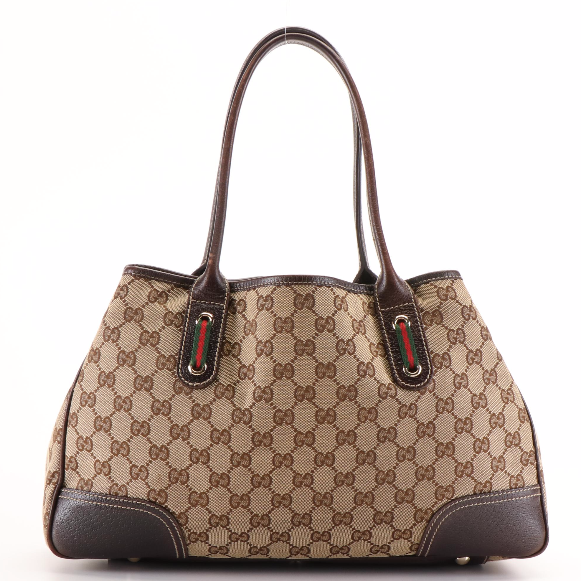 Gucci Princy Shoulder Tote in GG Canvas and Cinghiale Leather