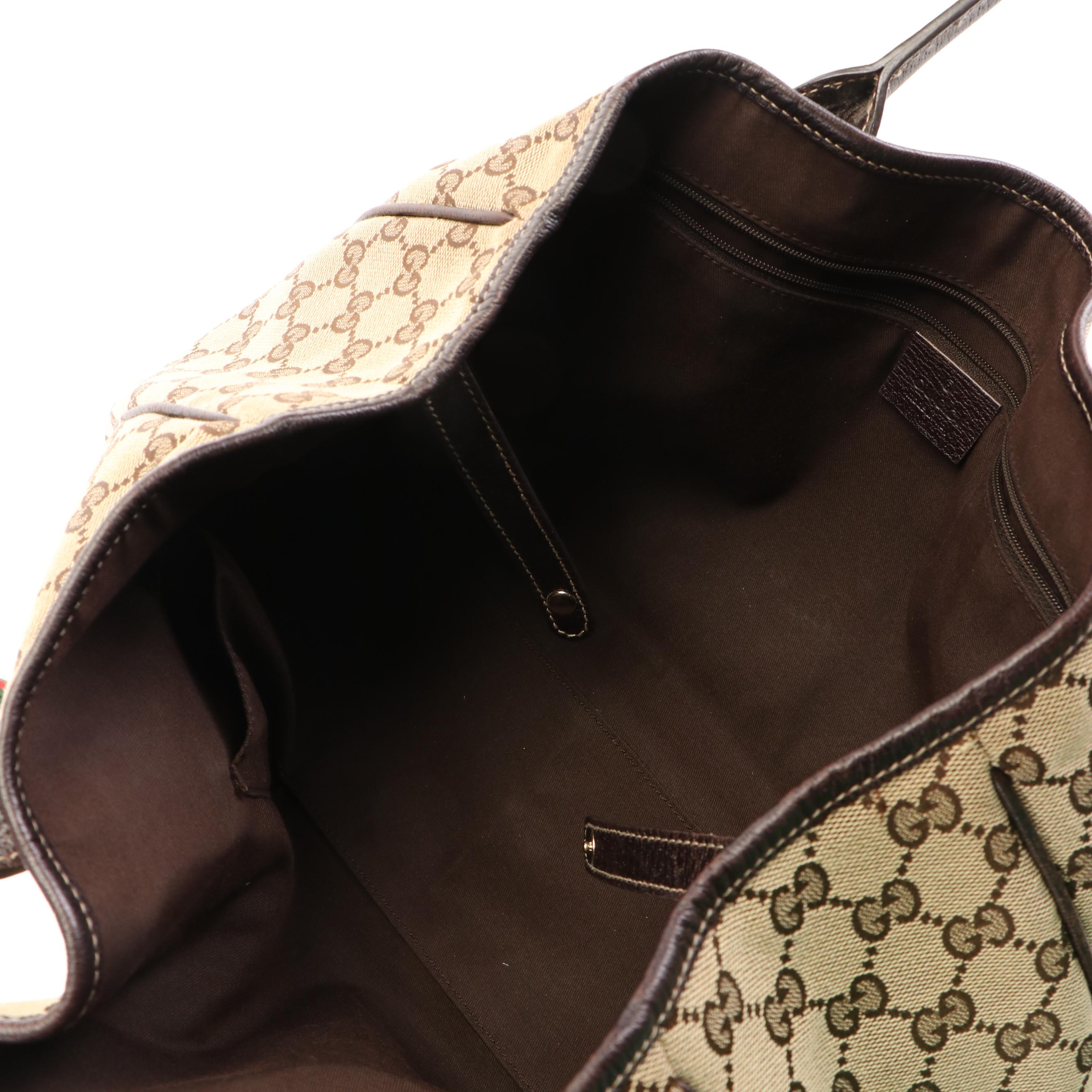 Gucci Princy Shoulder Tote in GG Canvas and Cinghiale Leather