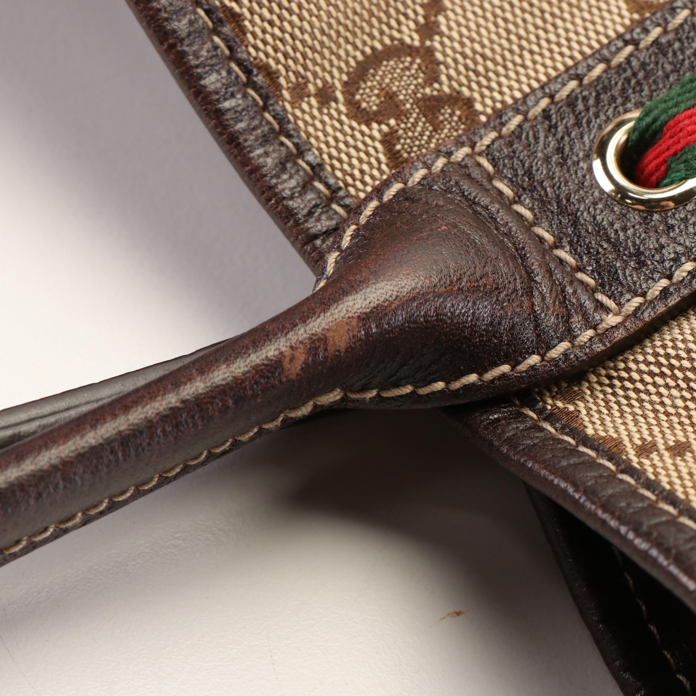 Gucci Princy Shoulder Tote in GG Canvas and Cinghiale Leather