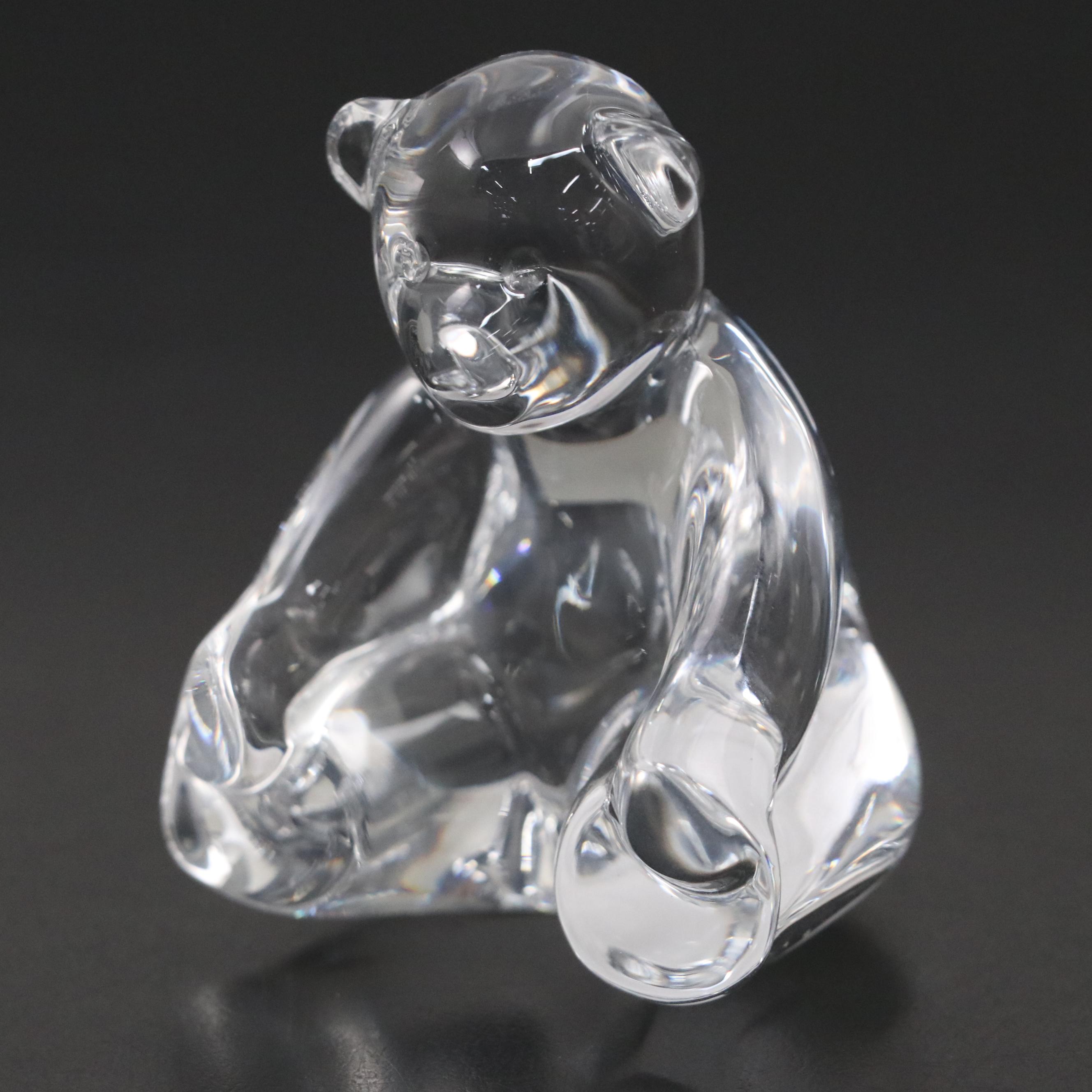 Baccarat Crystal Bear Figurine with 1983 Noël Dish and Ashtray