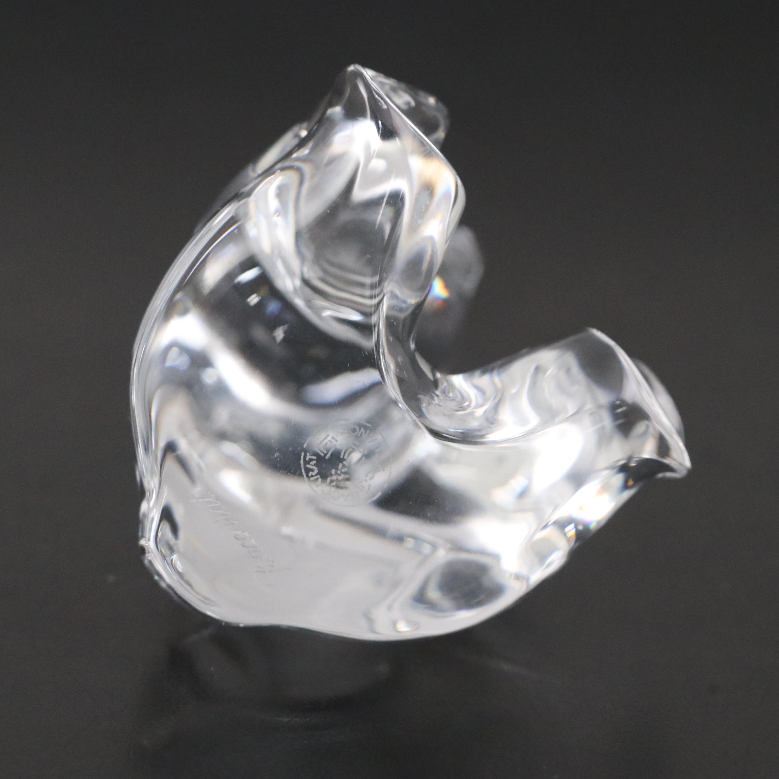 Baccarat Crystal Bear Figurine with 1983 Noël Dish and Ashtray