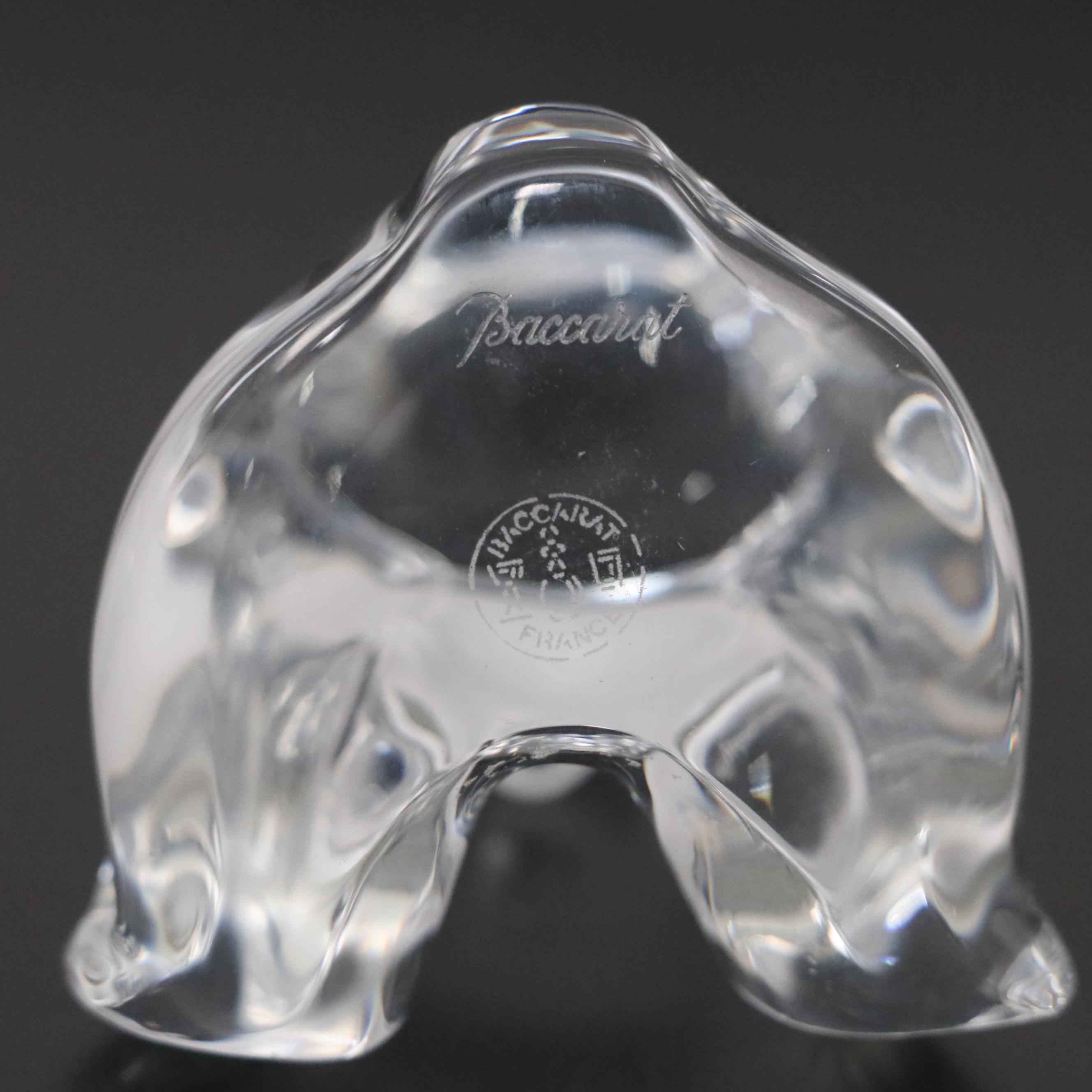 Baccarat Crystal Bear Figurine with 1983 Noël Dish and Ashtray