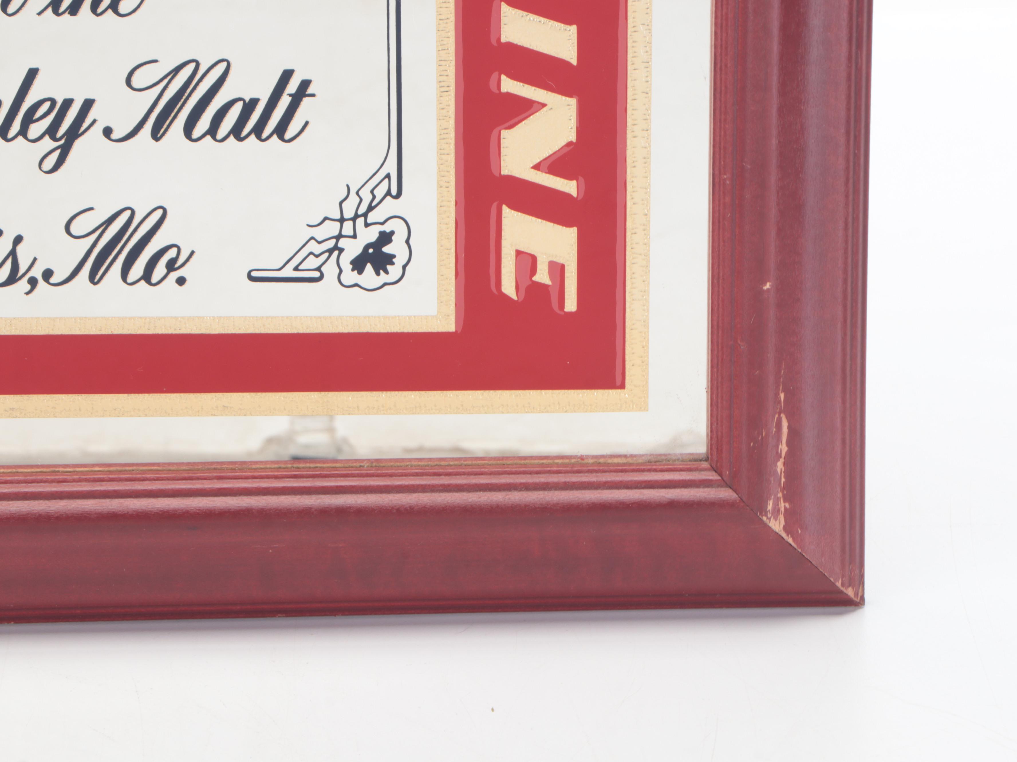 Budweiser Beer Bottle Label Advertising Bar Mirror, 1990s