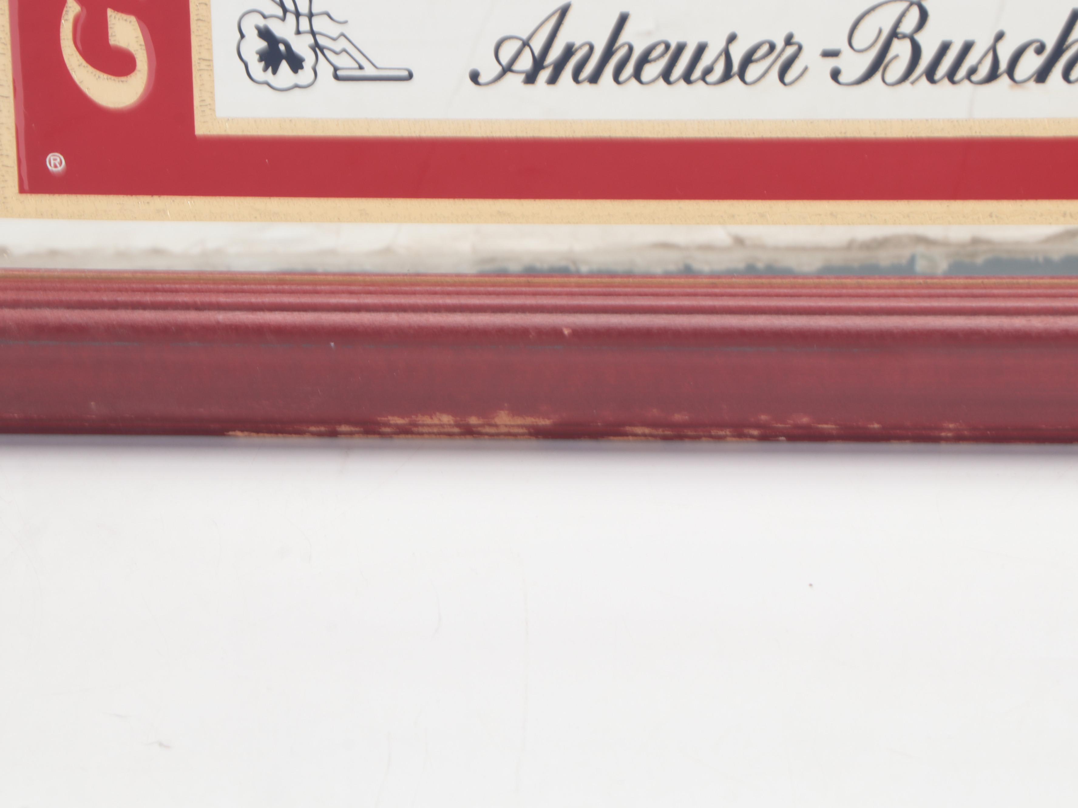 Budweiser Beer Bottle Label Advertising Bar Mirror, 1990s