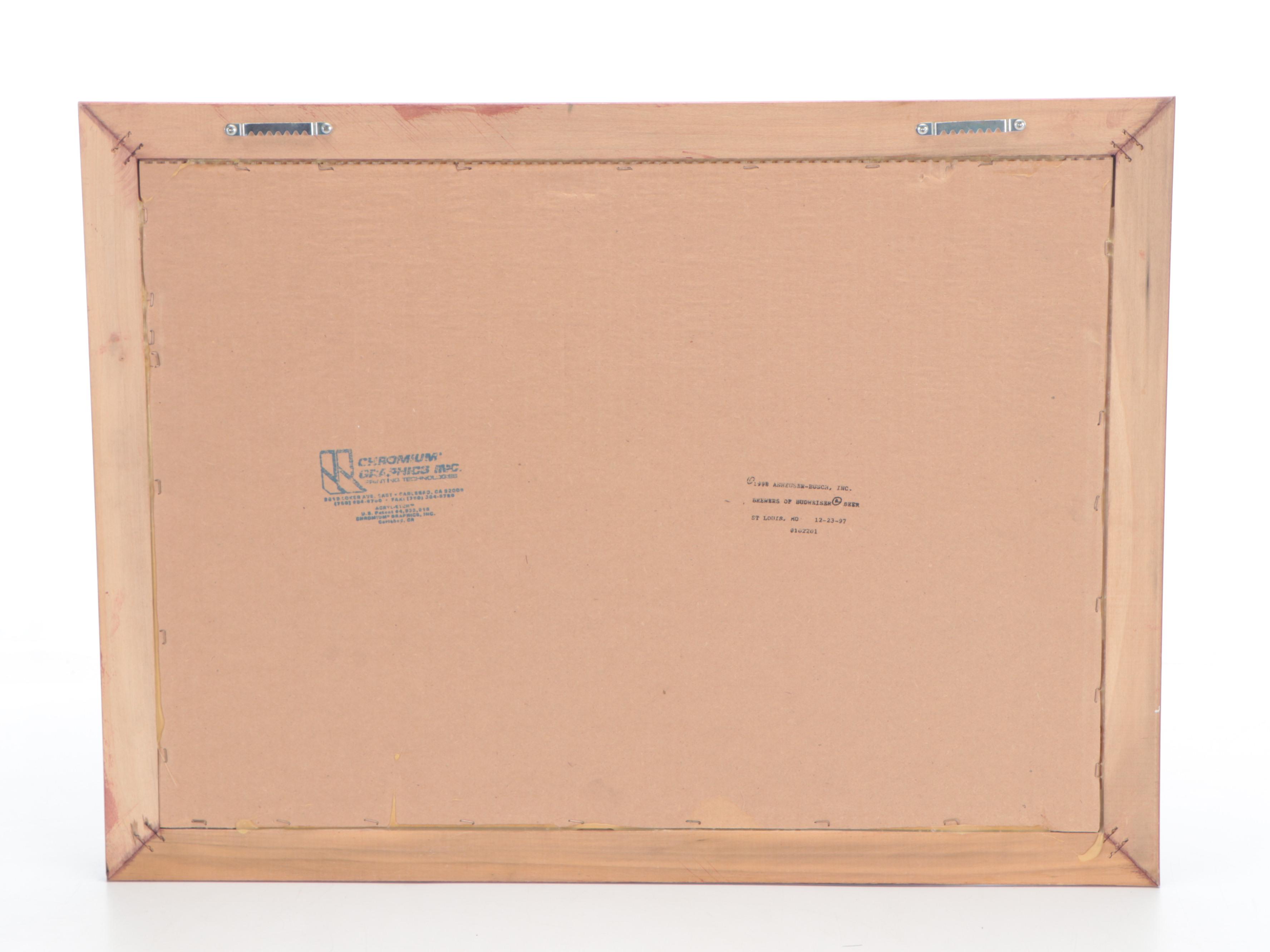 Budweiser Beer Bottle Label Advertising Bar Mirror, 1990s