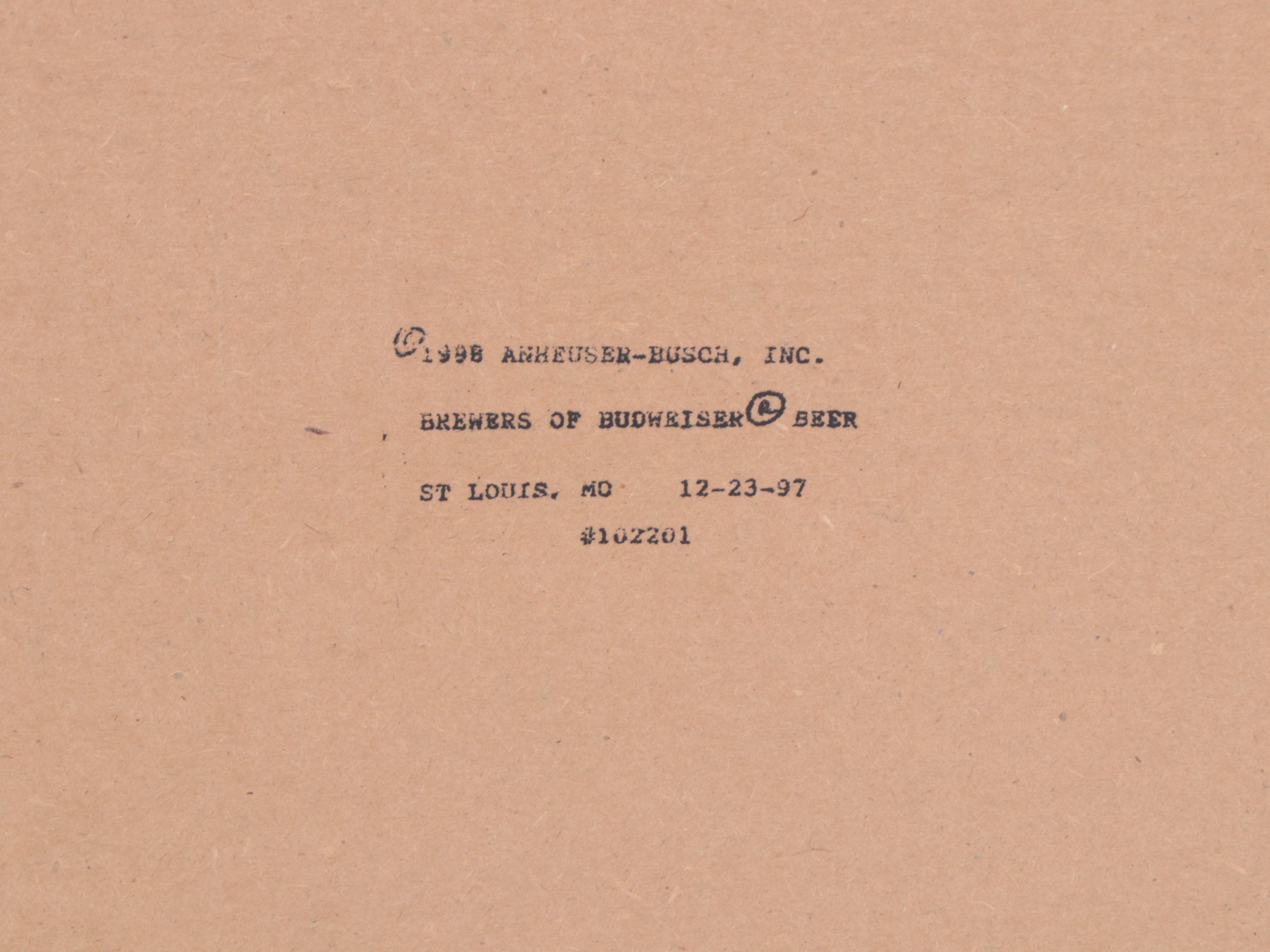 Budweiser Beer Bottle Label Advertising Bar Mirror, 1990s