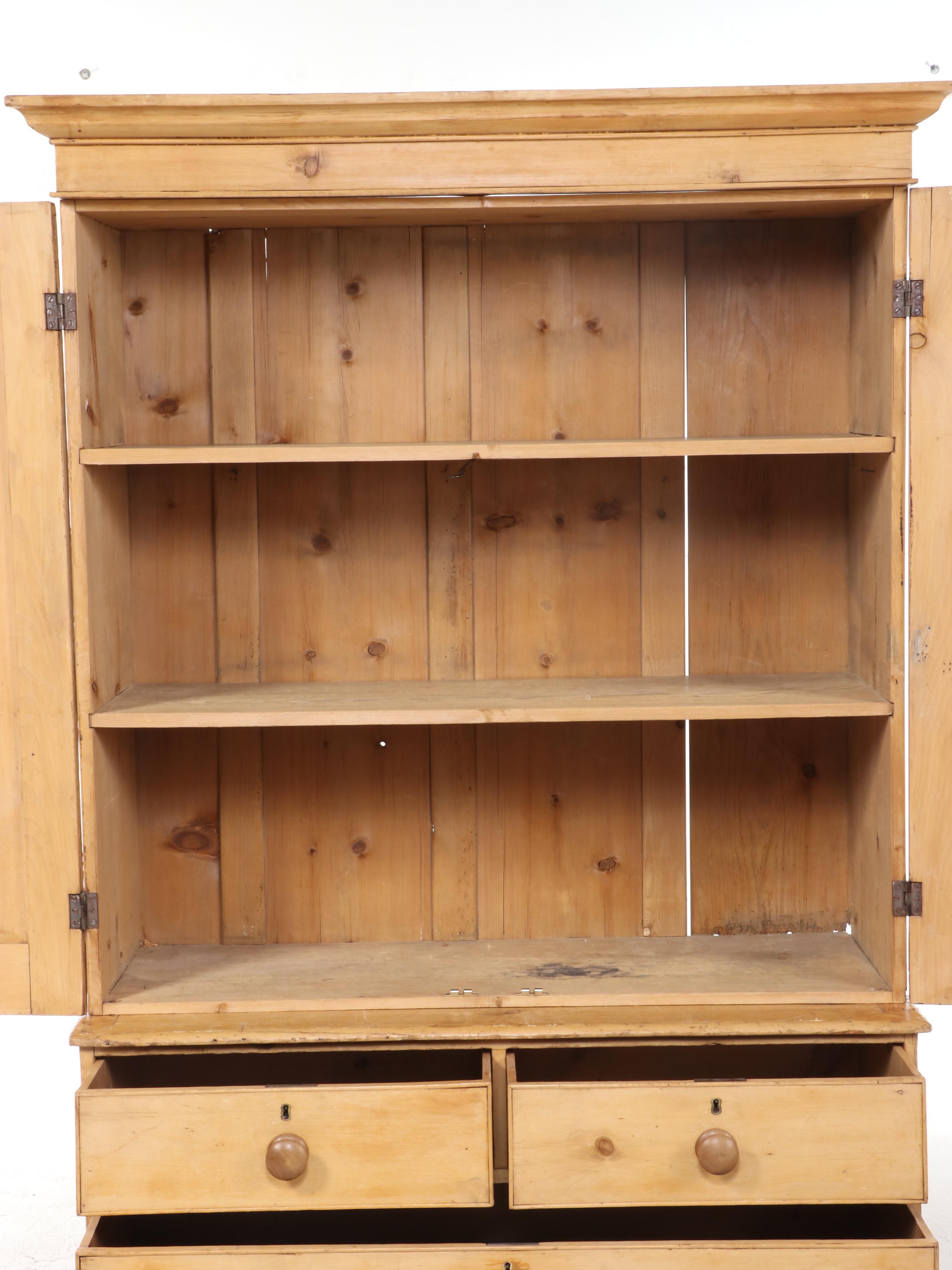 Victorian Pine Linen Press, Late 19th Century