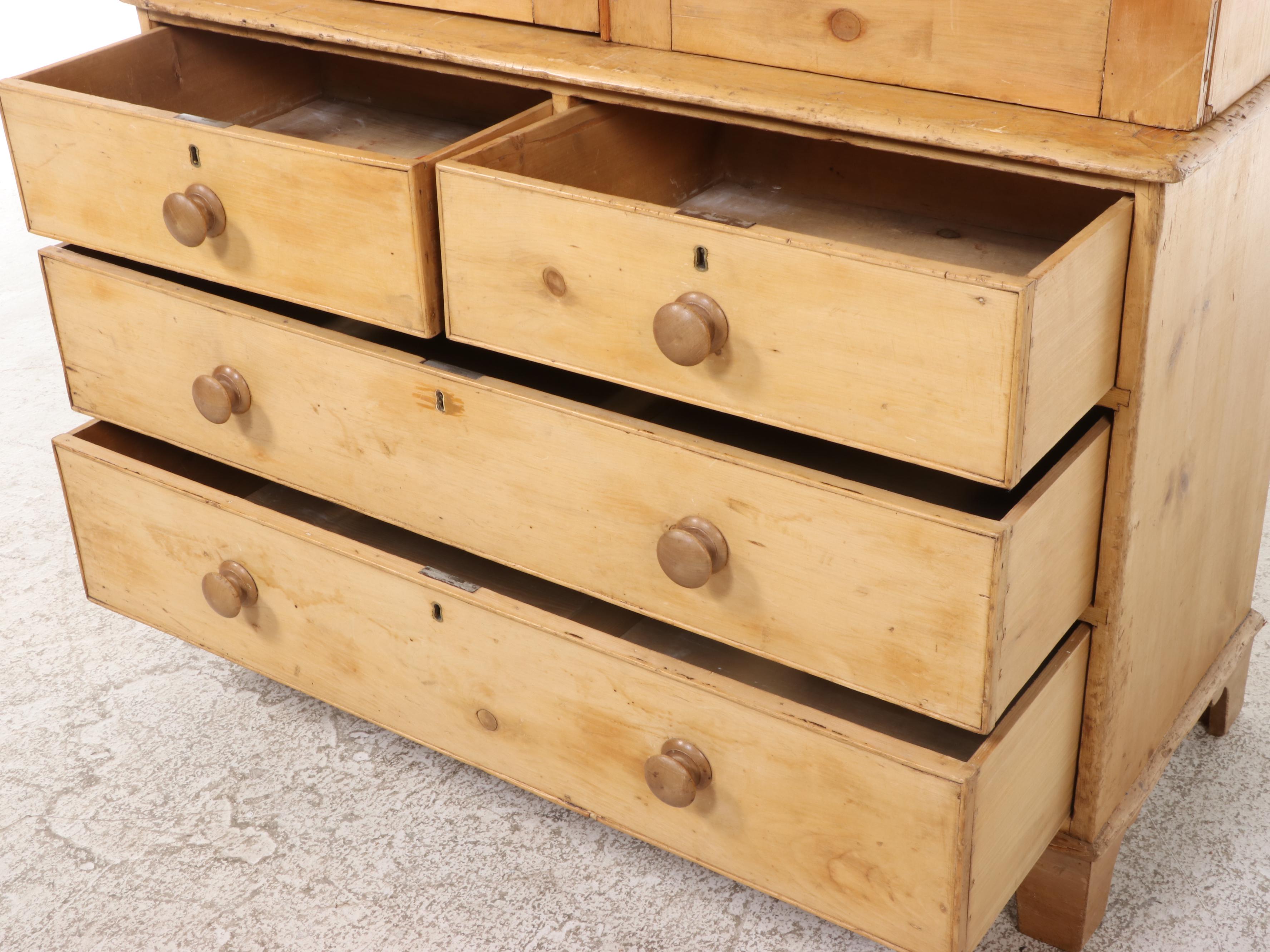 Victorian Pine Linen Press, Late 19th Century