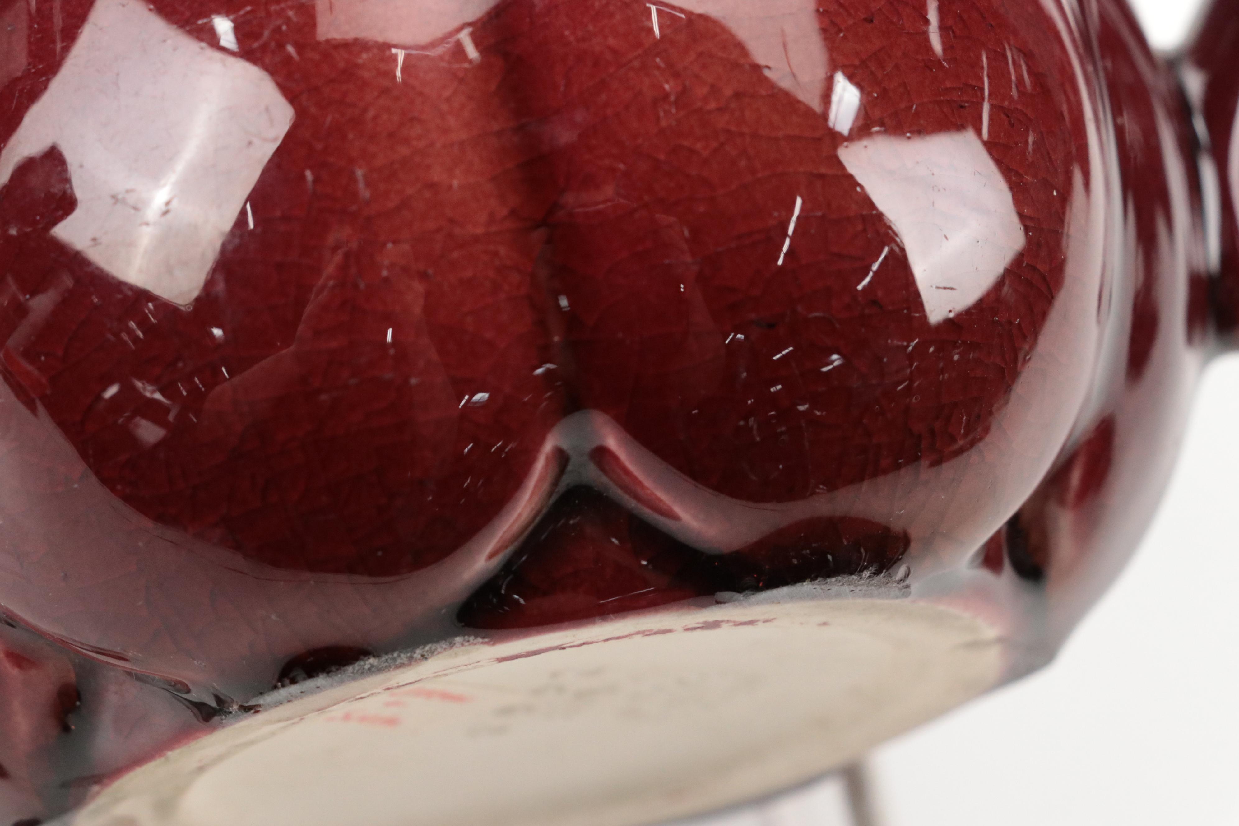 Rookwood Pottery Maroon Pumpkin Creamer and Sugar, 1950