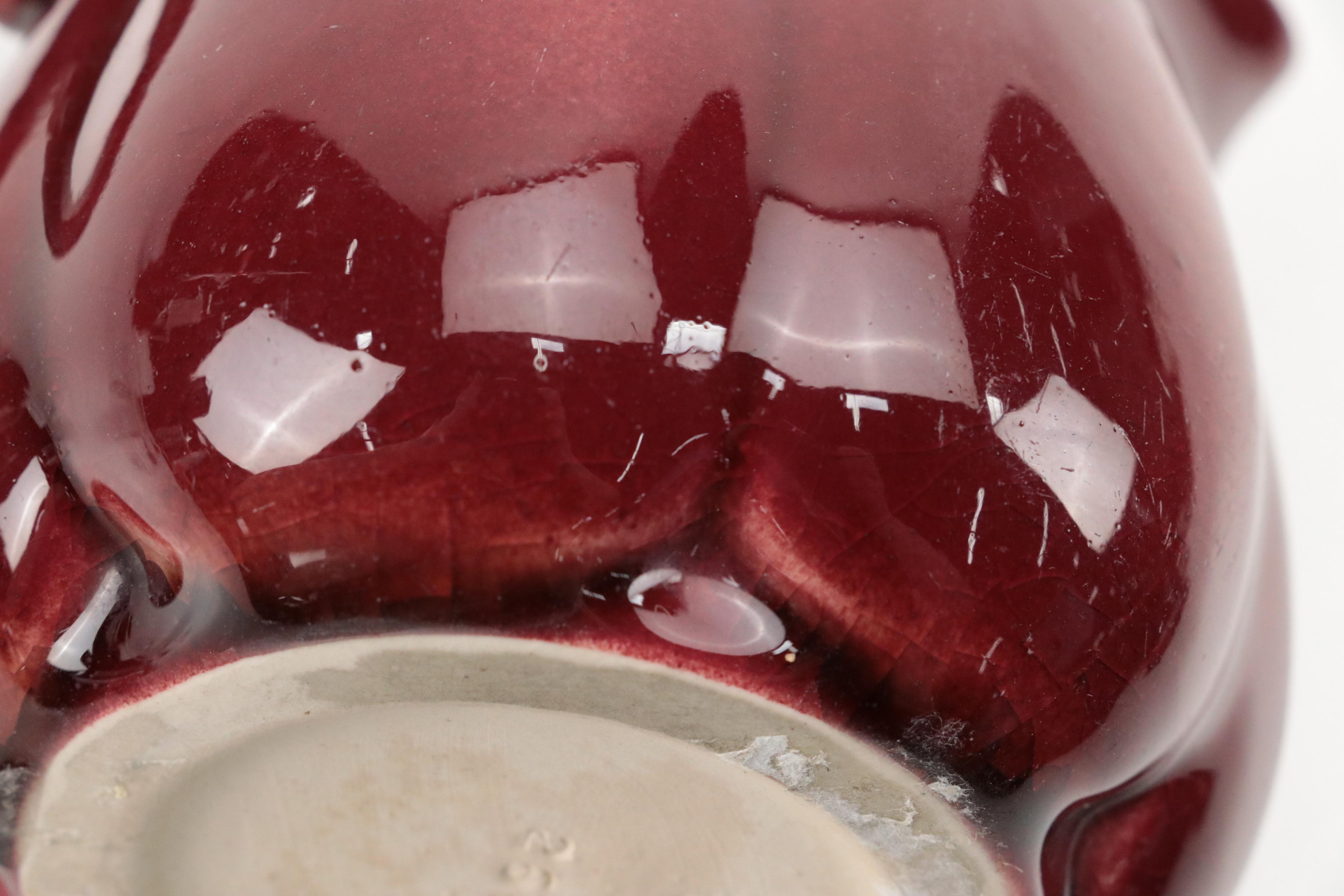 Rookwood Pottery Maroon Pumpkin Creamer and Sugar, 1950