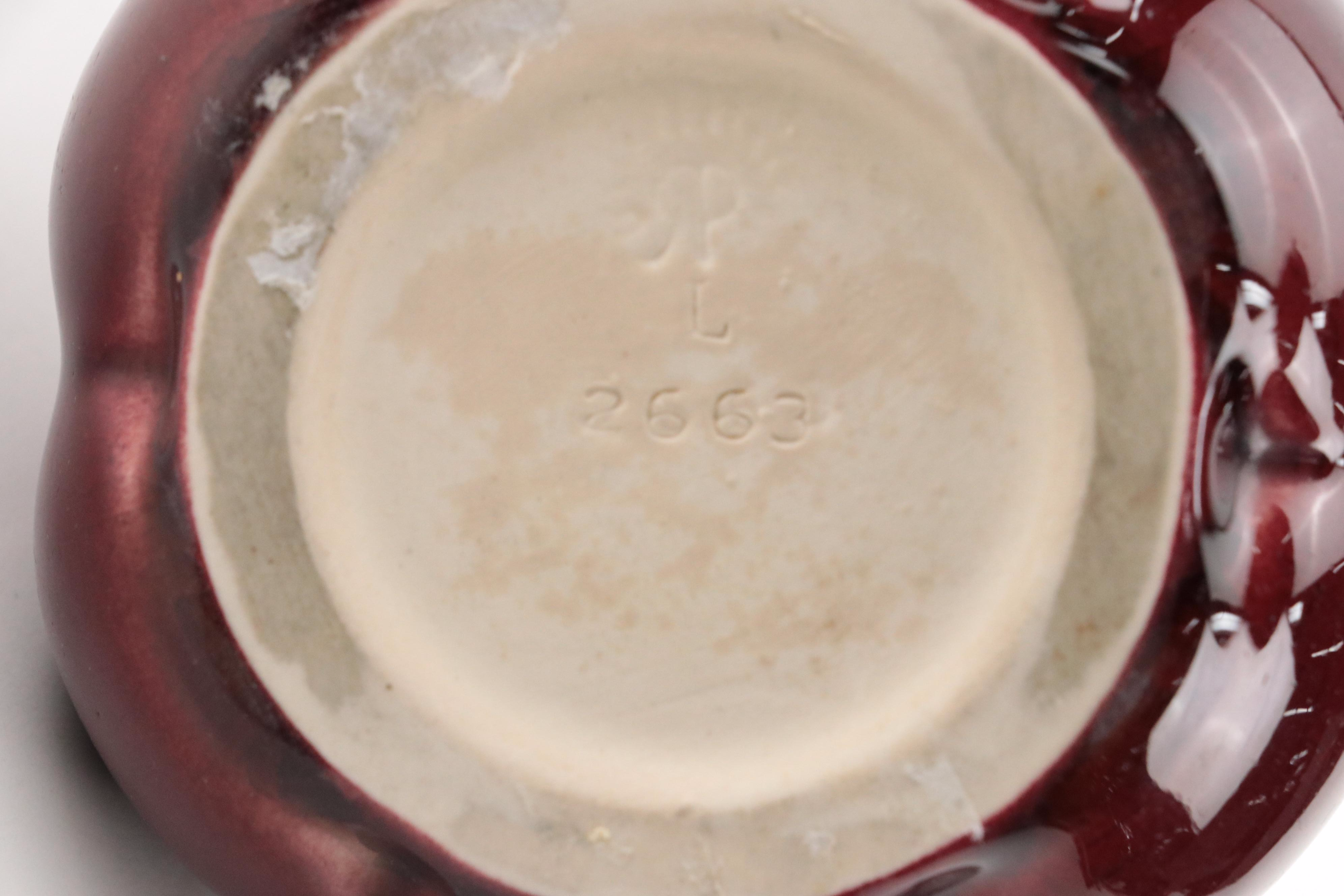 Rookwood Pottery Maroon Pumpkin Creamer and Sugar, 1950