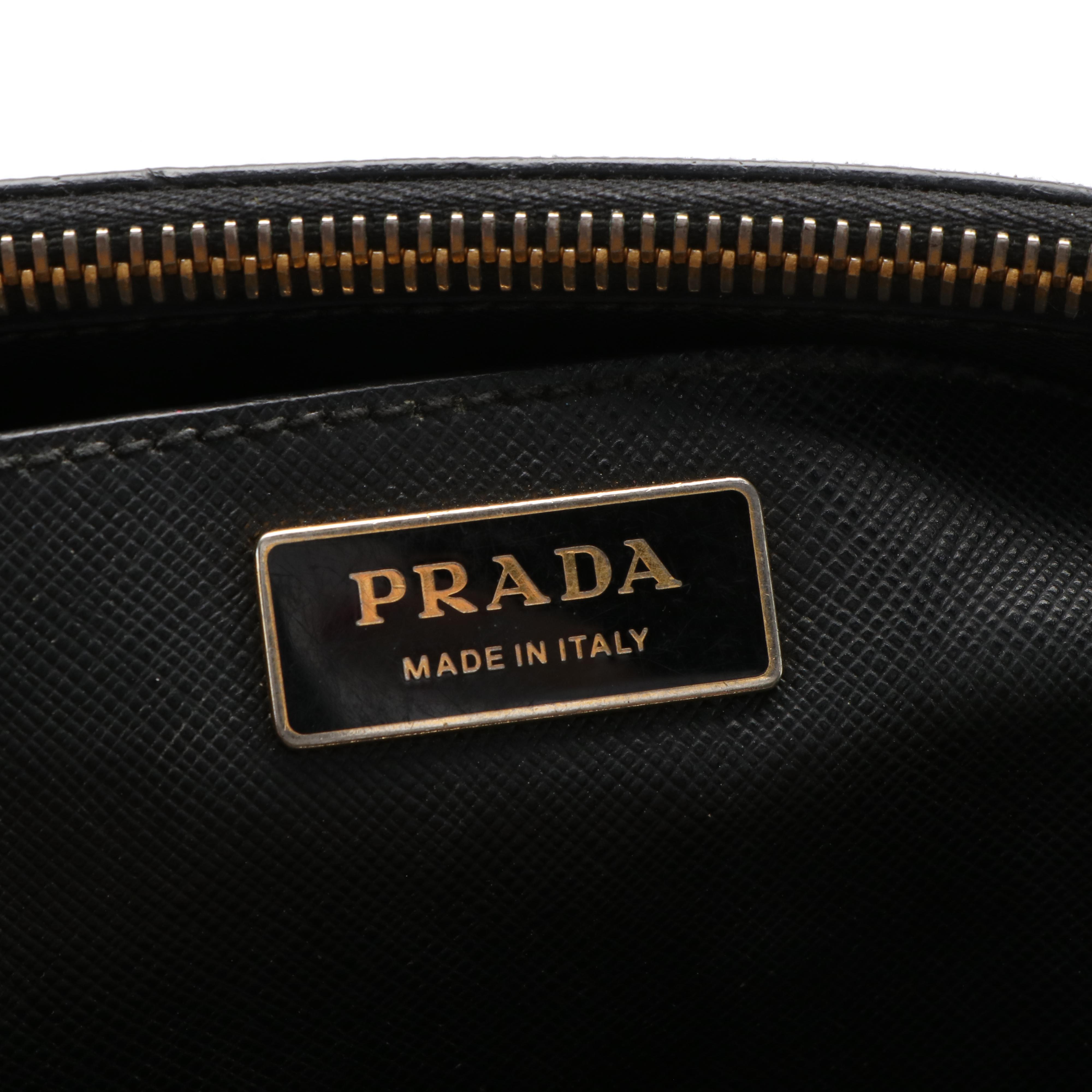 Prada Medium Galleria Double Zip Tote in Black Saffiano Lux Leather