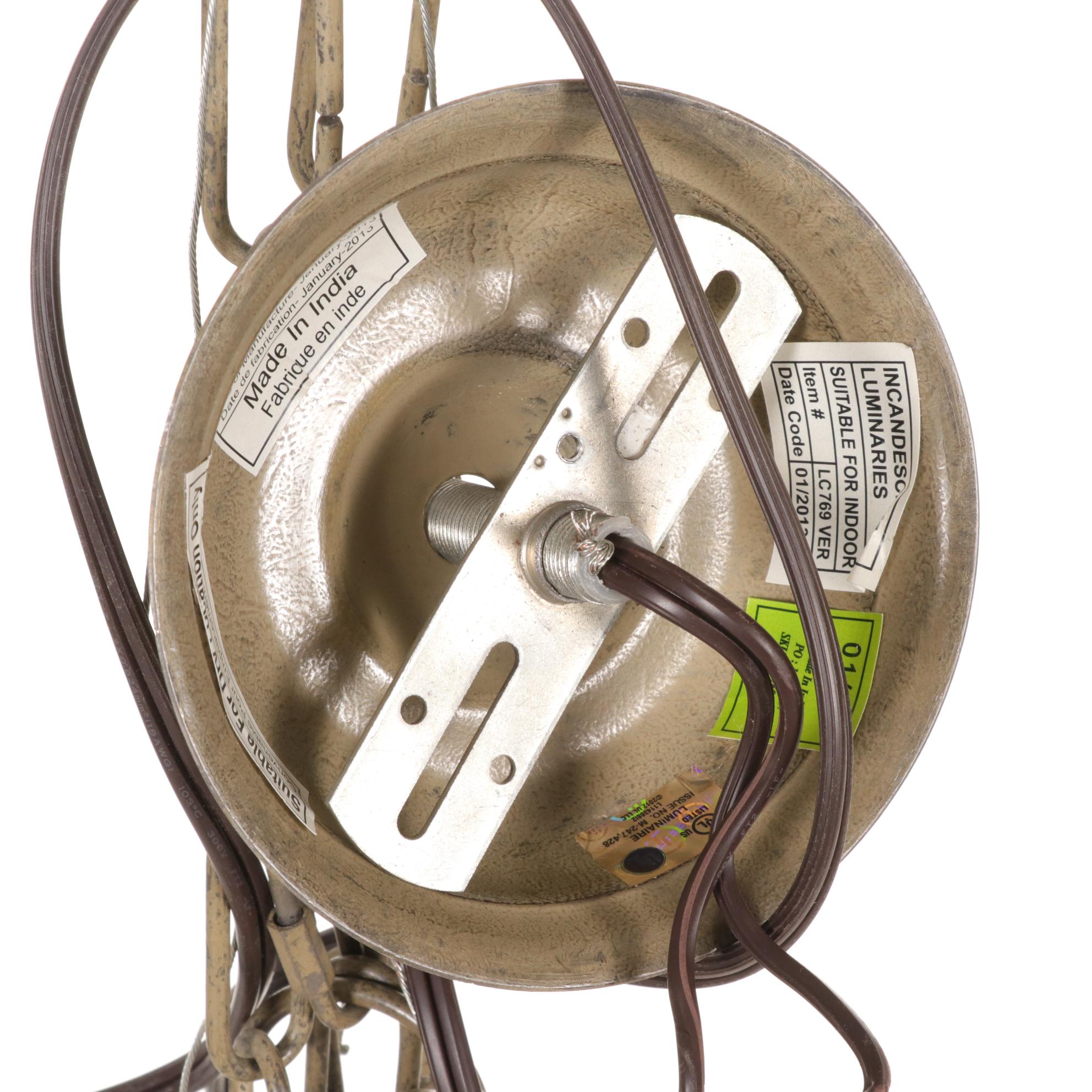 Pierced Metal Pendant Lights with Verdigris Finish, Pair, 2013