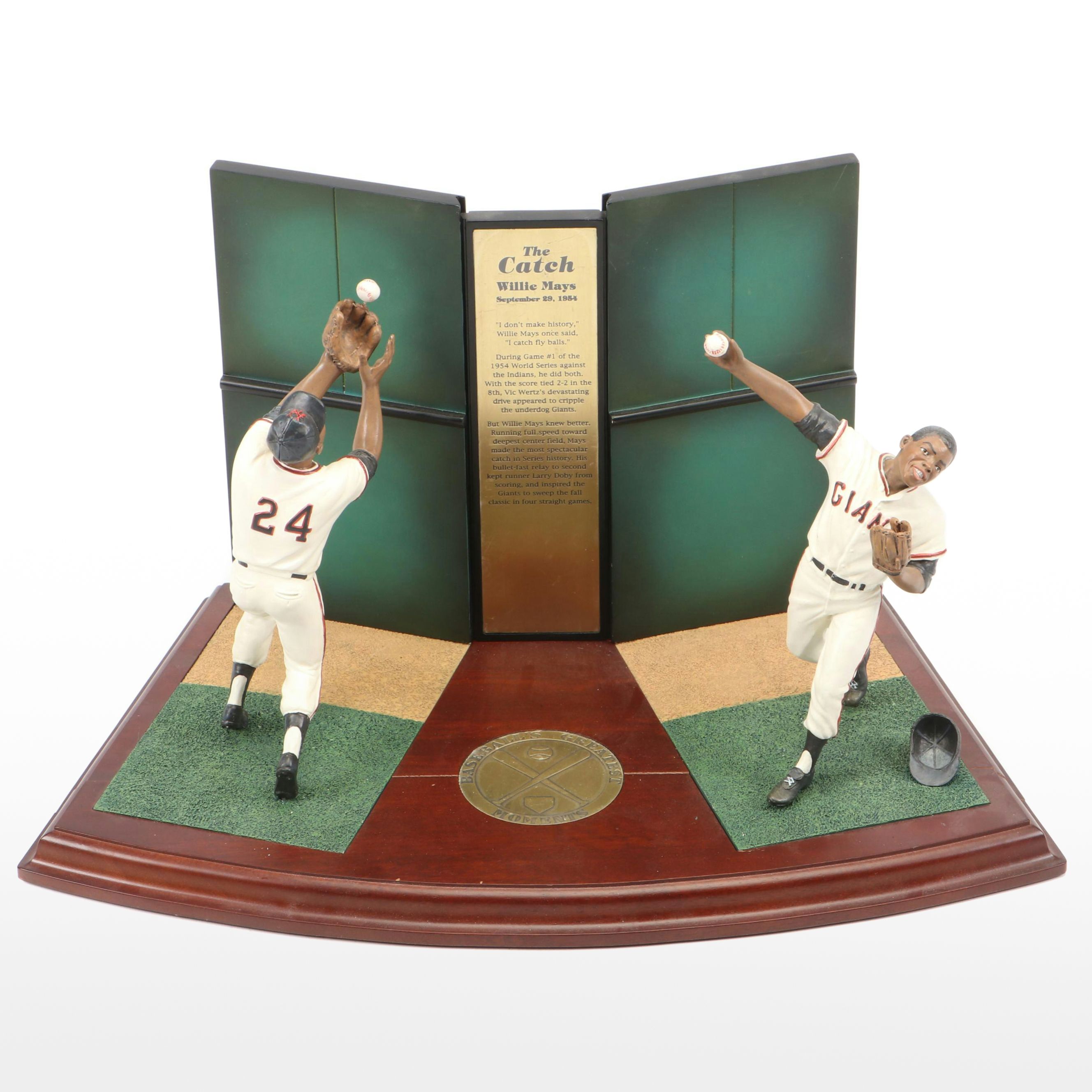 The Danbury Mint Willie Mays "The Catch" Figurine Baseball Display