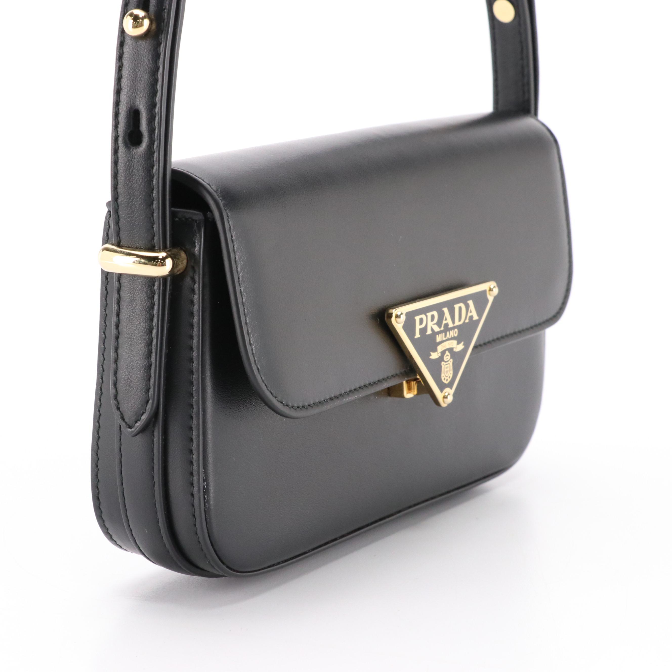 Prada Emblème Black Leather Crossbody Bag