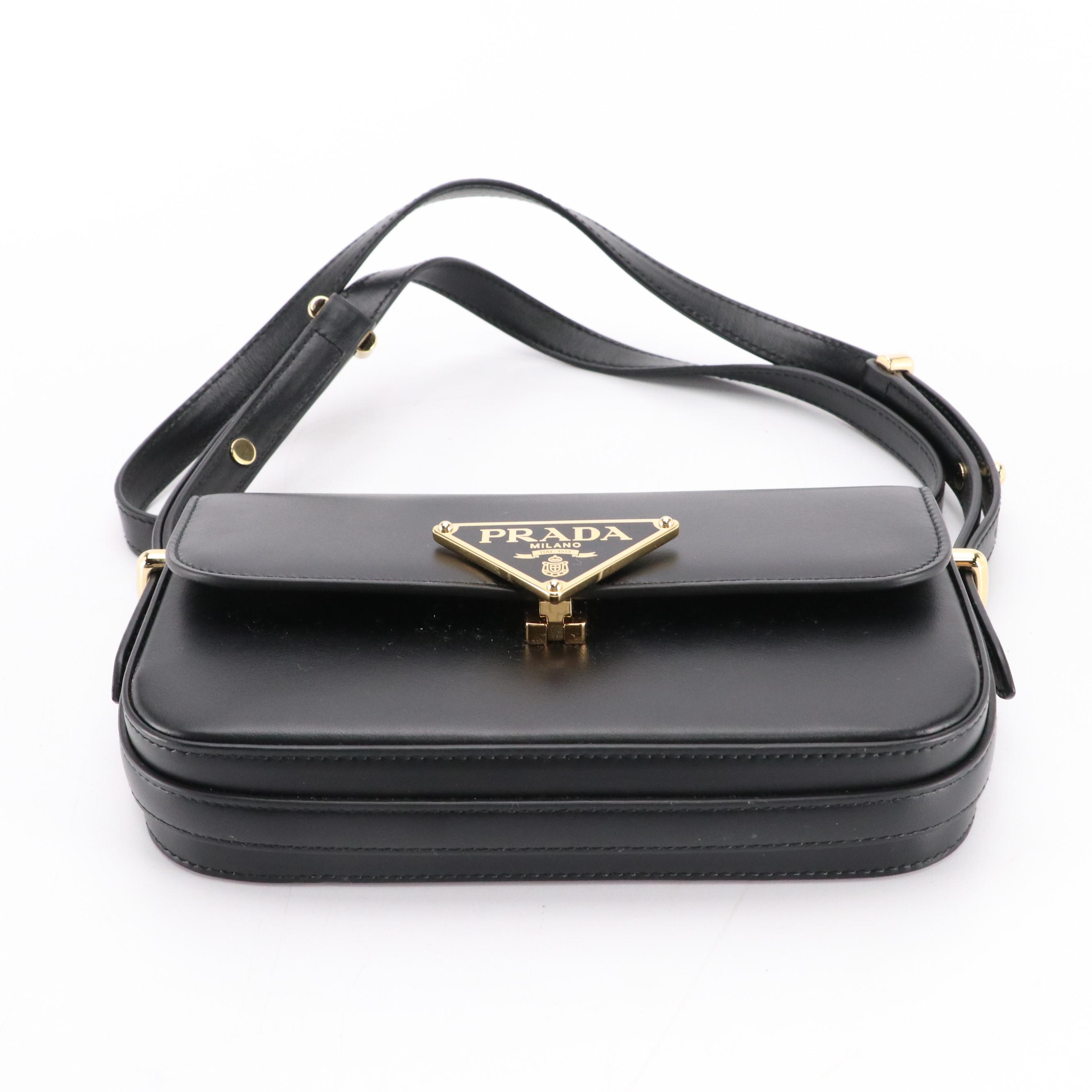 Prada Emblème Black Leather Crossbody Bag