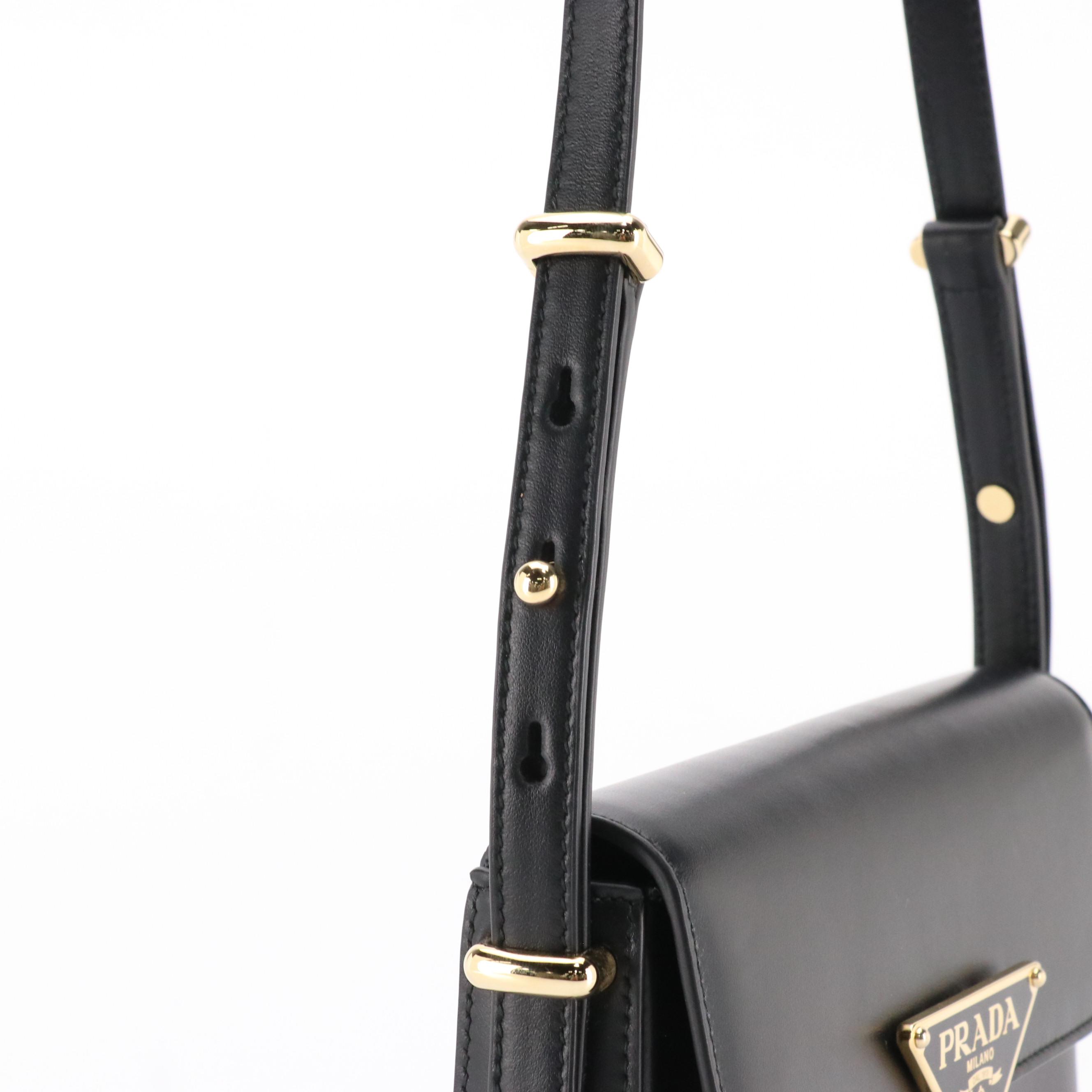 Prada Emblème Black Leather Crossbody Bag
