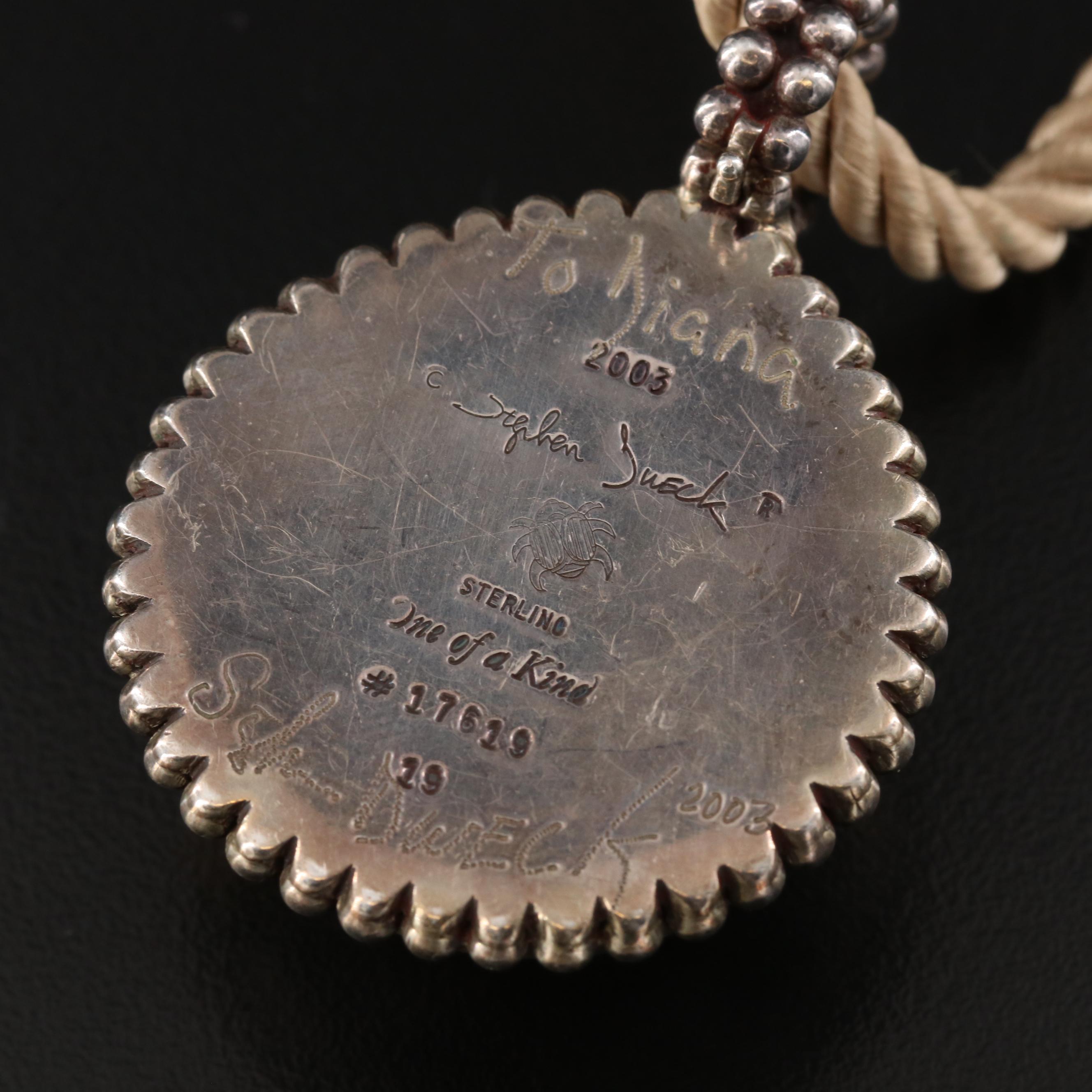 Stephen Dweck Sterling Rutilated Quartz Pendant on Cord Necklace