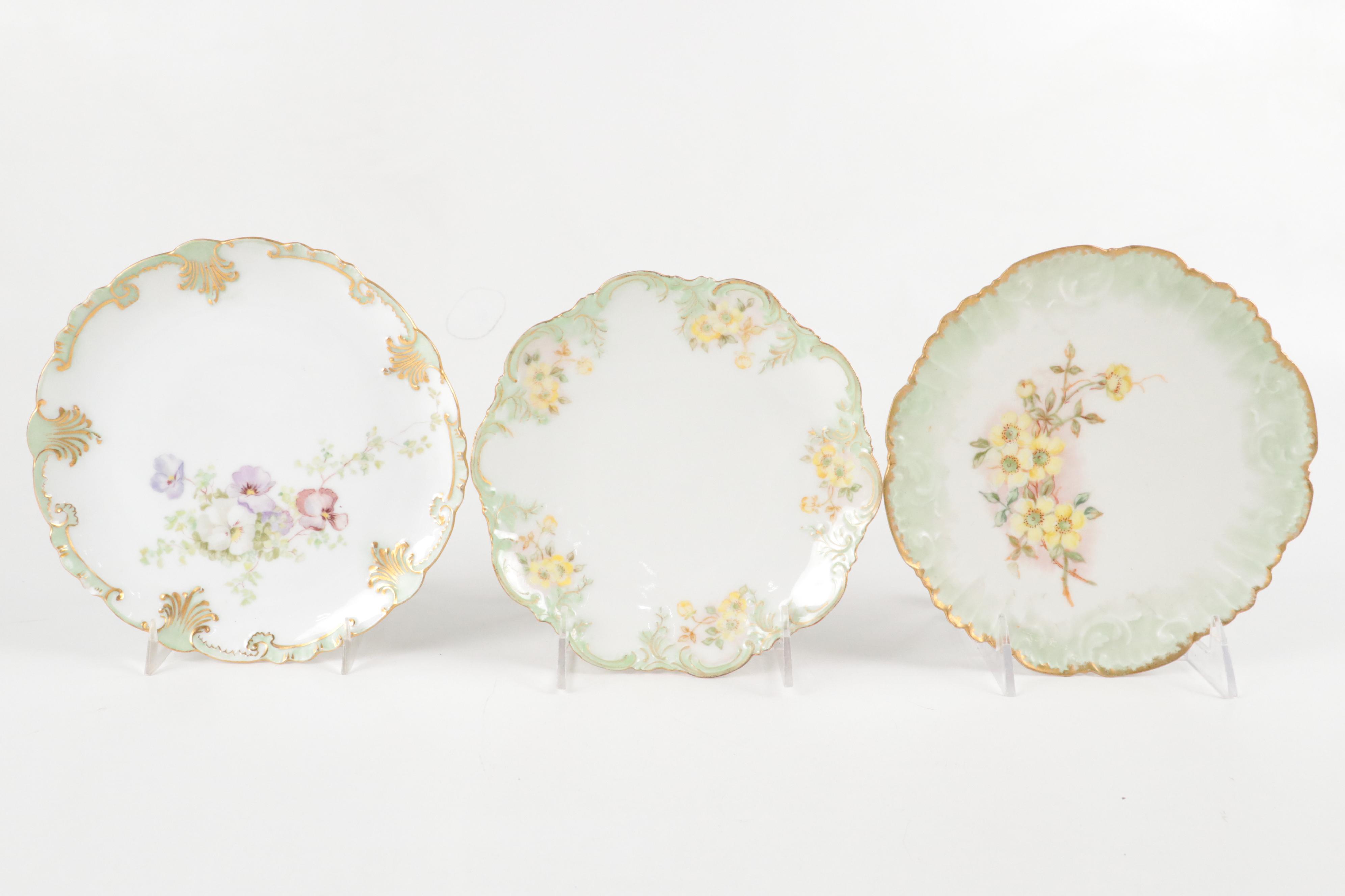 Victorian Hobbyist Hand Painted Plated Plates with Crochet Doilies and Runner