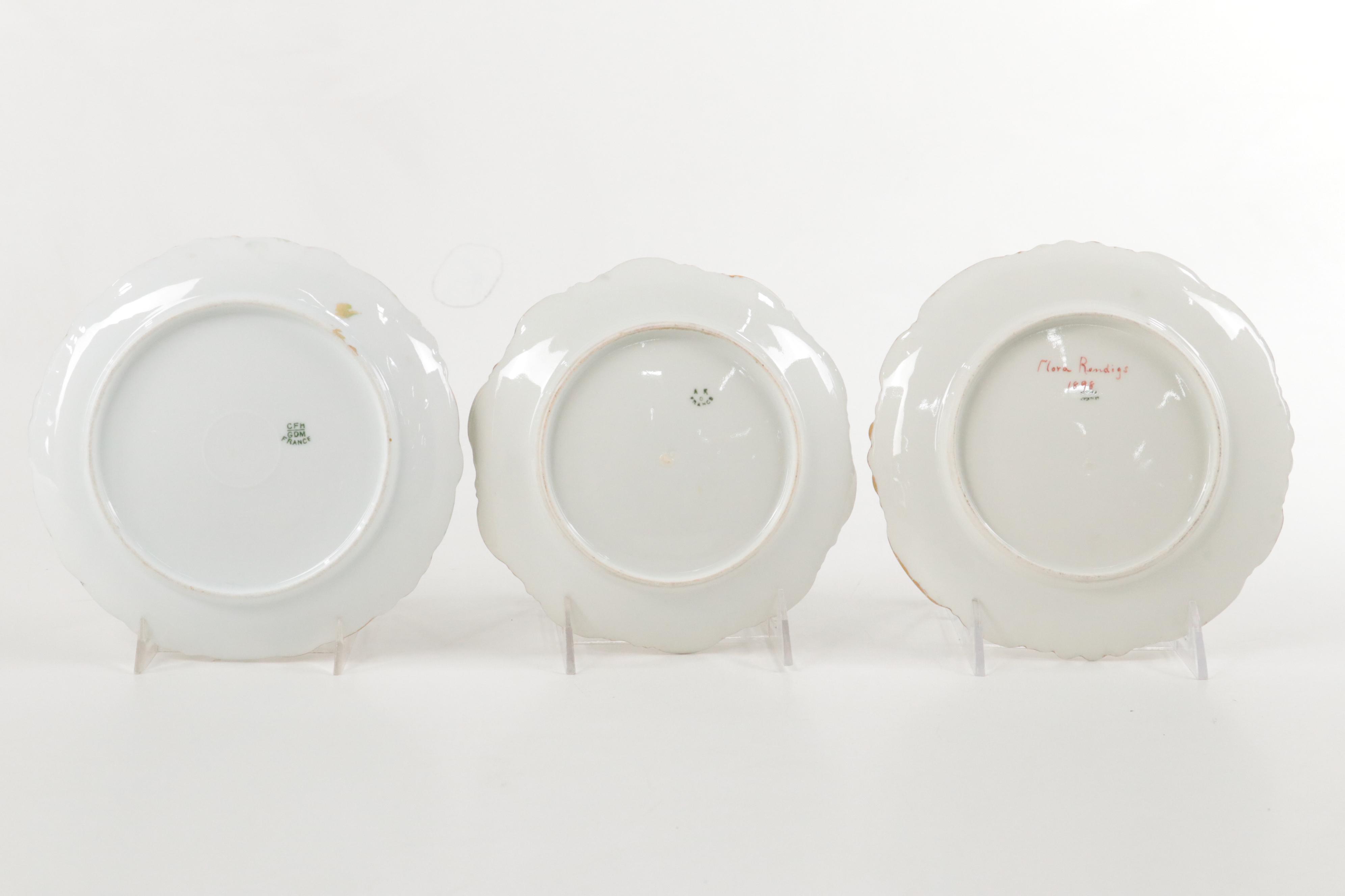 Victorian Hobbyist Hand Painted Plated Plates with Crochet Doilies and Runner