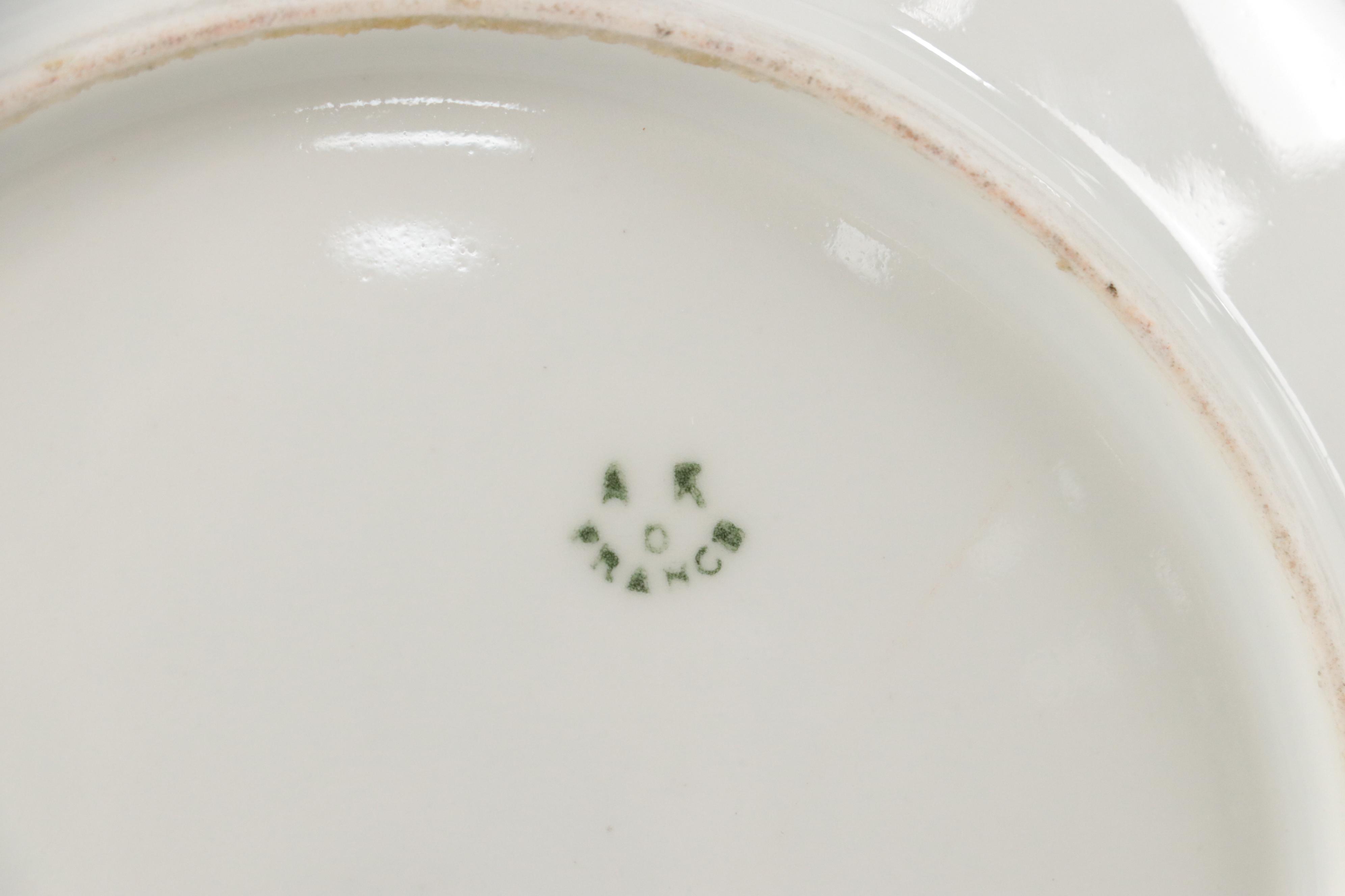 Victorian Hobbyist Hand Painted Plated Plates with Crochet Doilies and Runner