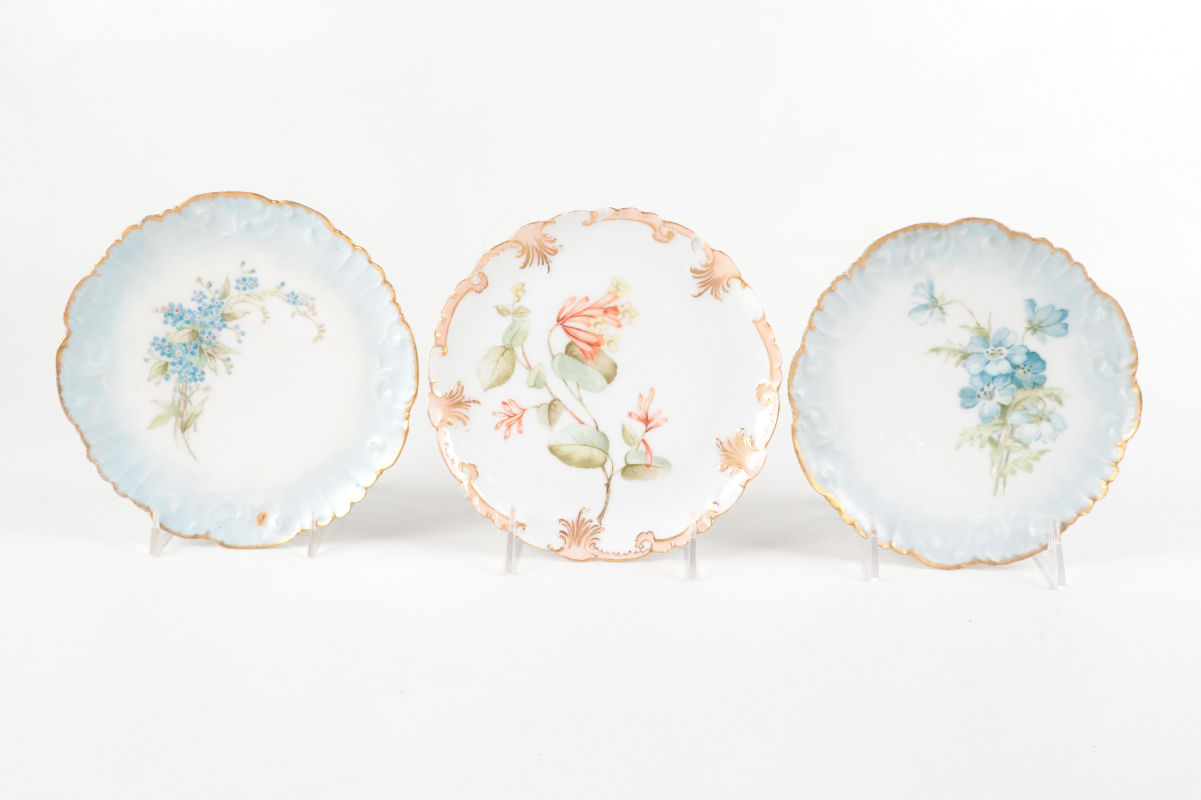 Victorian Hobbyist Hand Painted Plated Plates with Crochet Doilies and Runner
