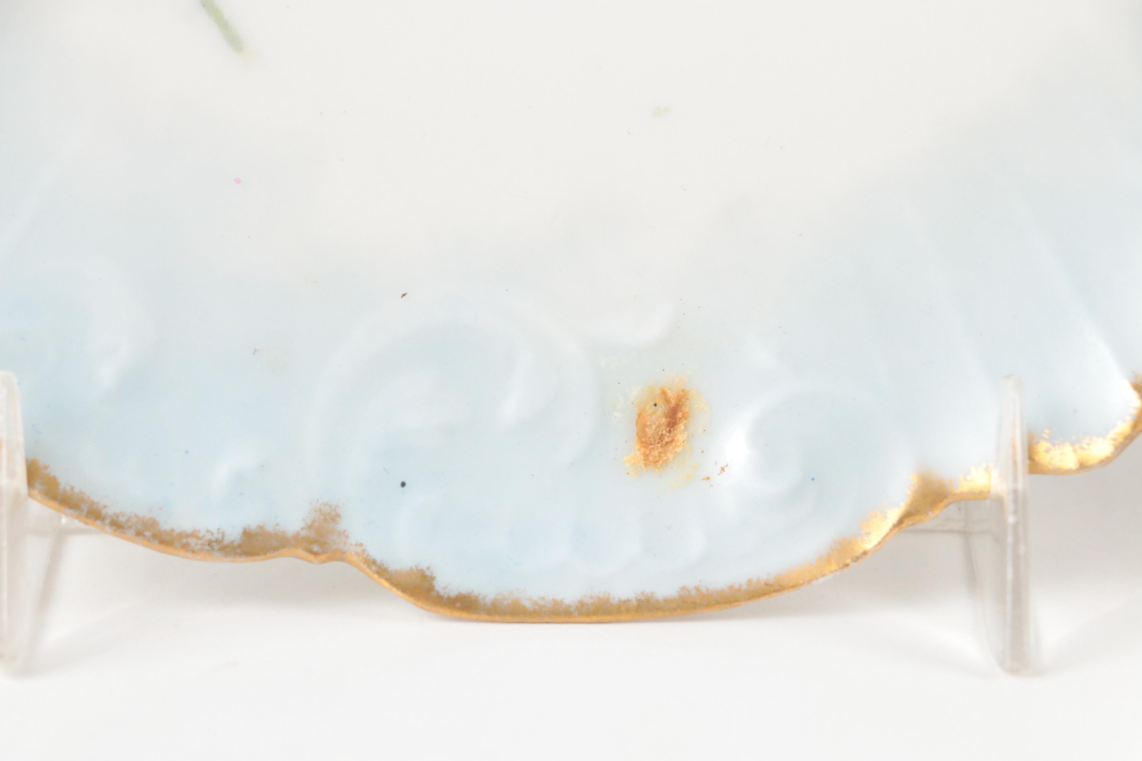 Victorian Hobbyist Hand Painted Plated Plates with Crochet Doilies and Runner