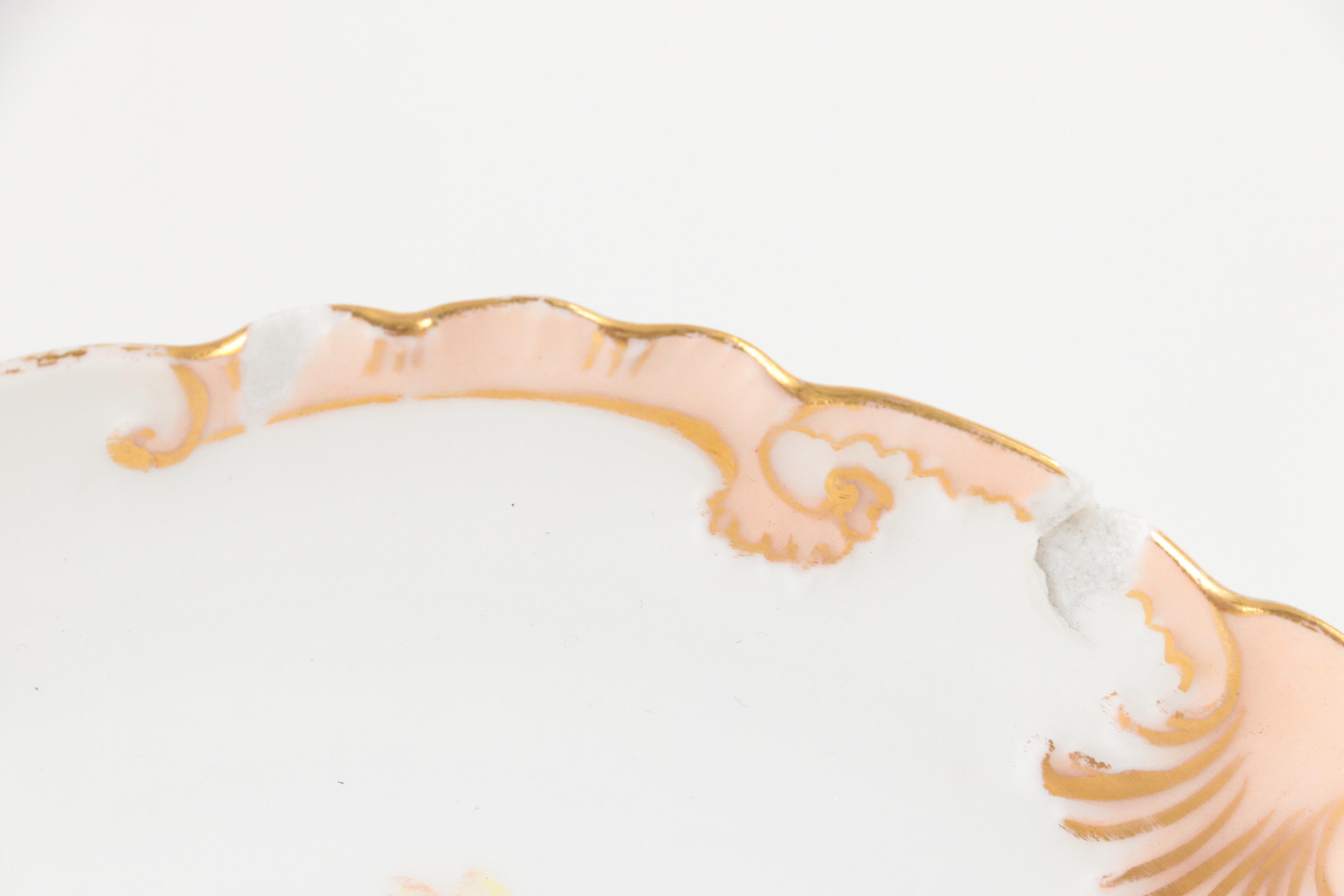 Victorian Hobbyist Hand Painted Plated Plates with Crochet Doilies and Runner