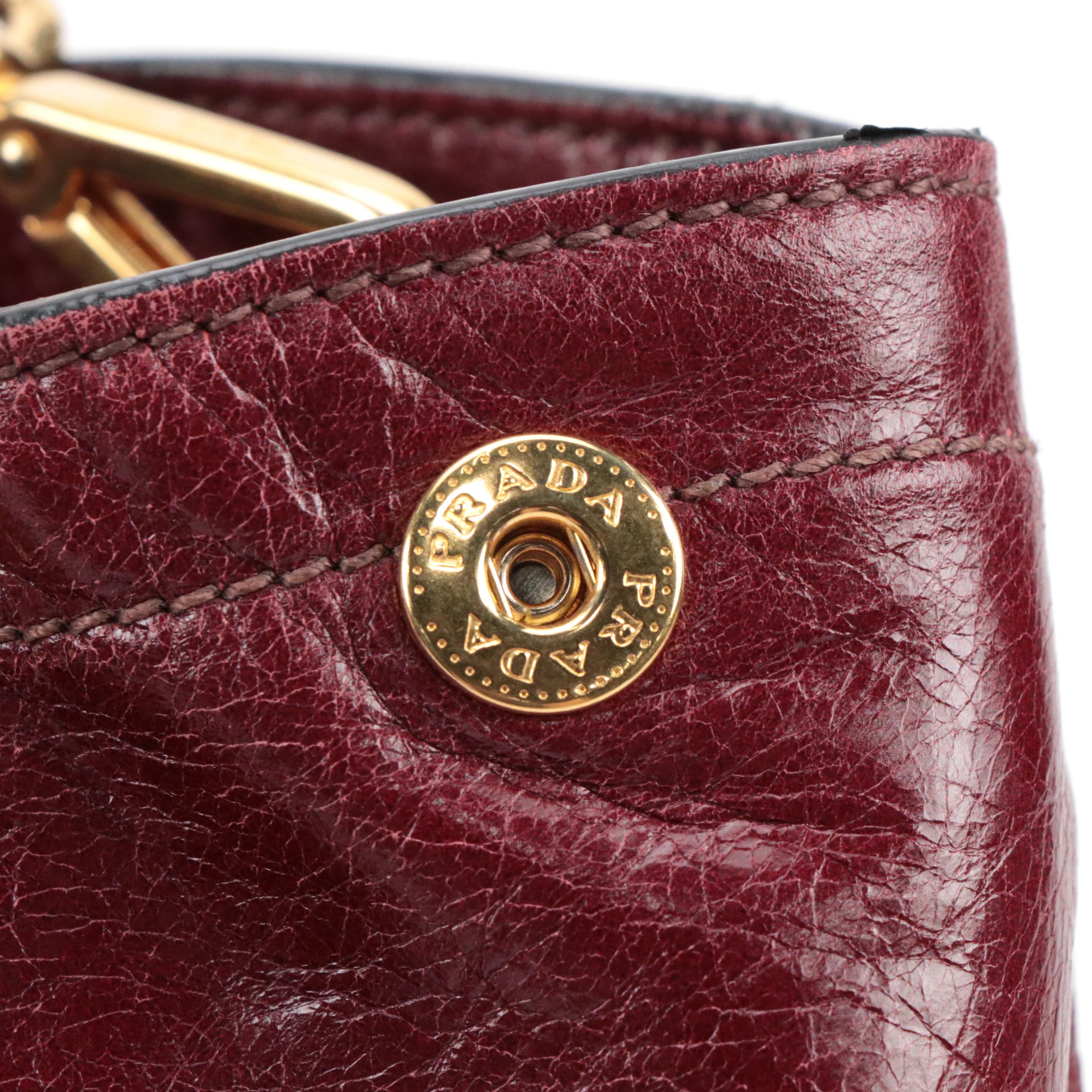 Prada Crossbody Bag in Burgundy Vitello Shine Leather