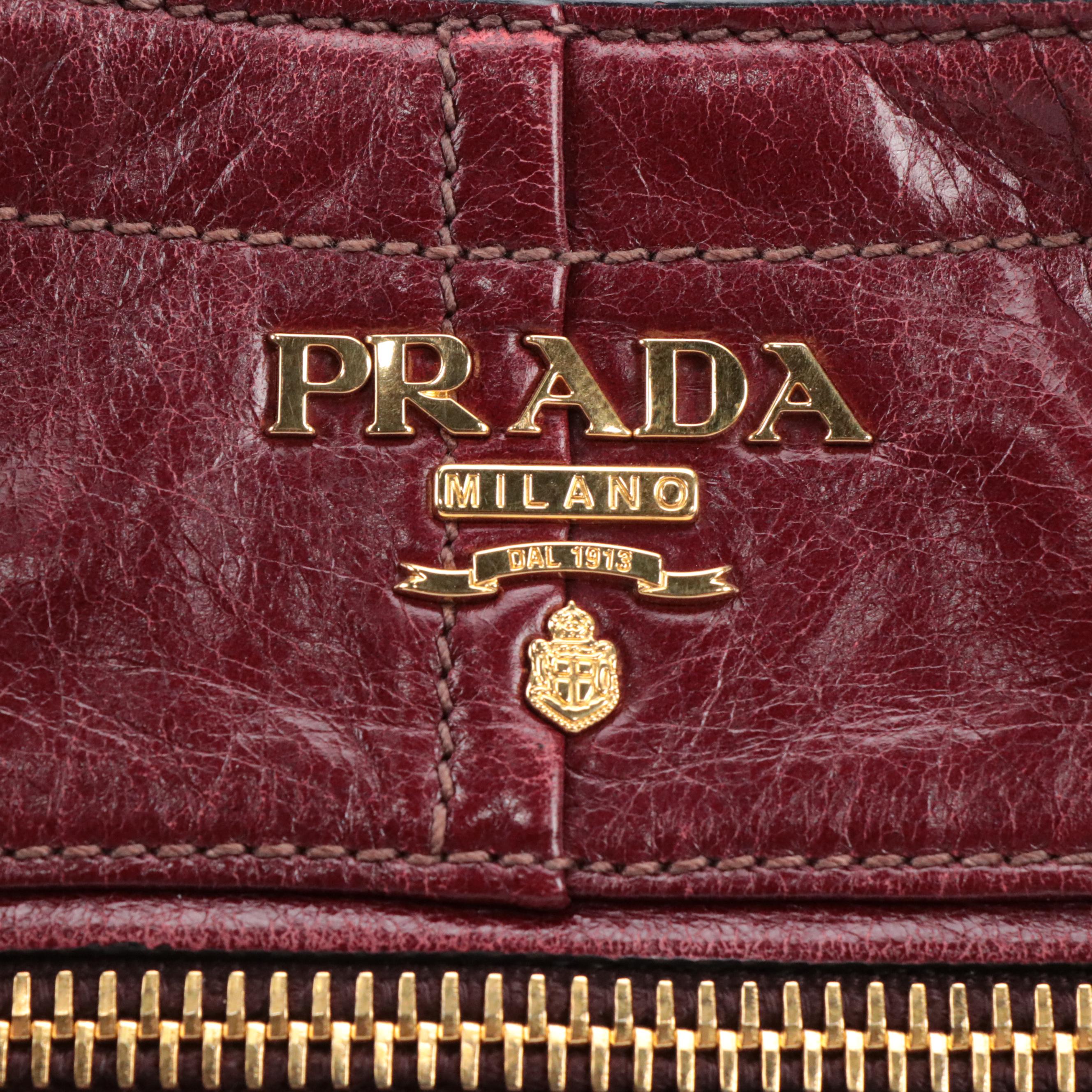 Prada Crossbody Bag in Burgundy Vitello Shine Leather