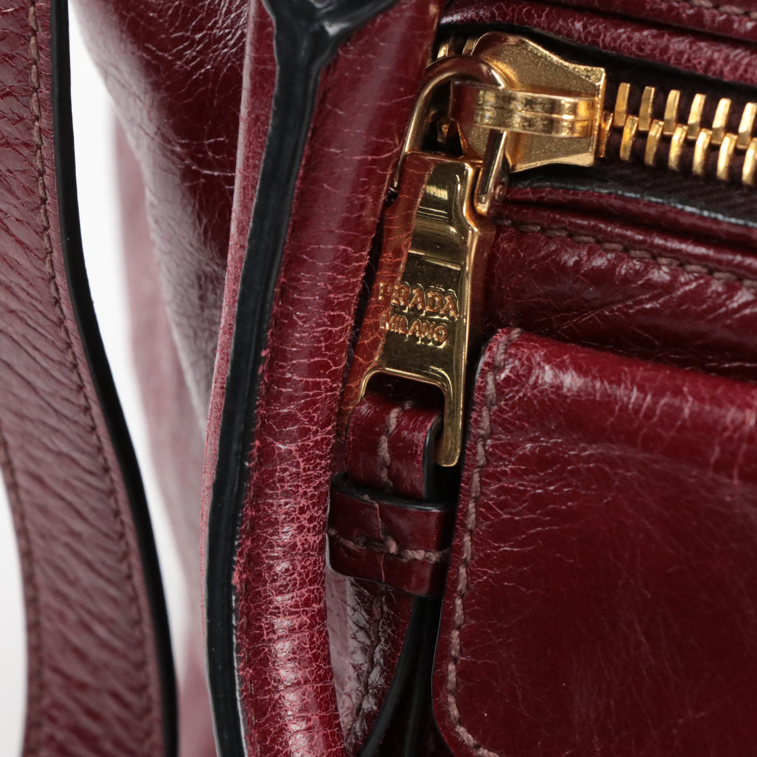 Prada Crossbody Bag in Burgundy Vitello Shine Leather