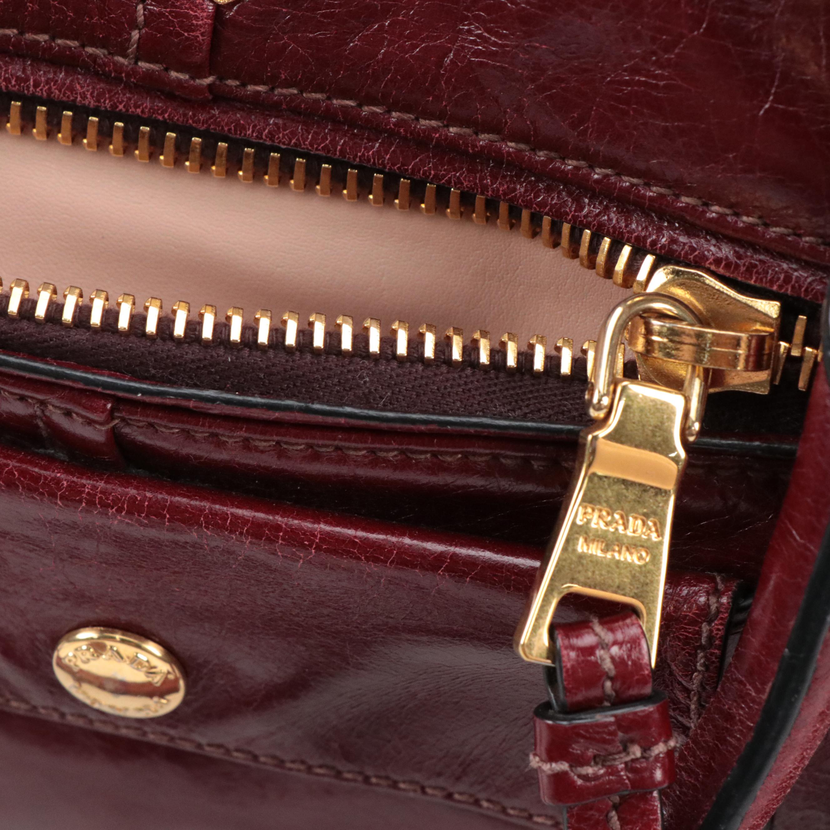 Prada Crossbody Bag in Burgundy Vitello Shine Leather