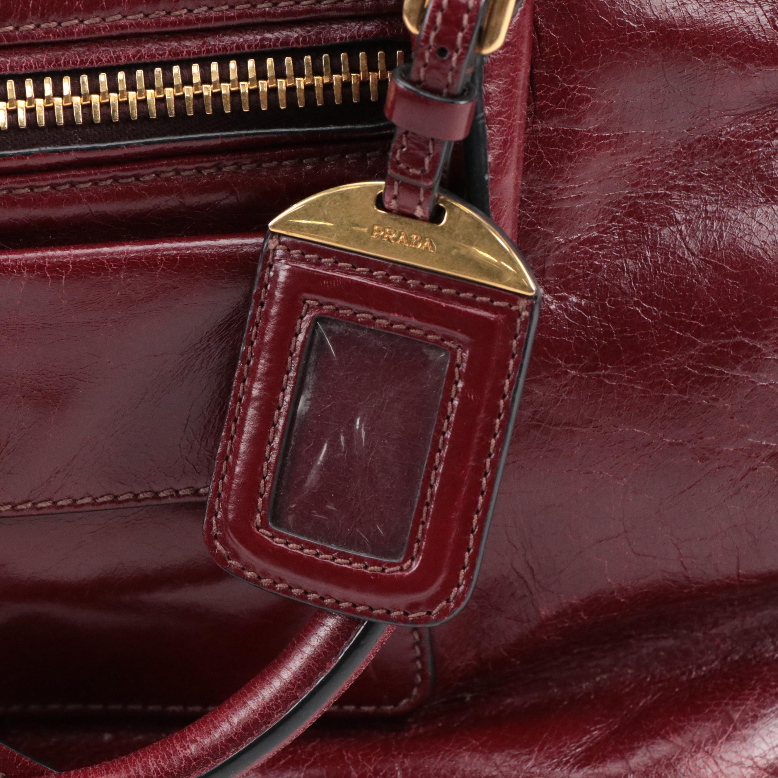Prada Crossbody Bag in Burgundy Vitello Shine Leather