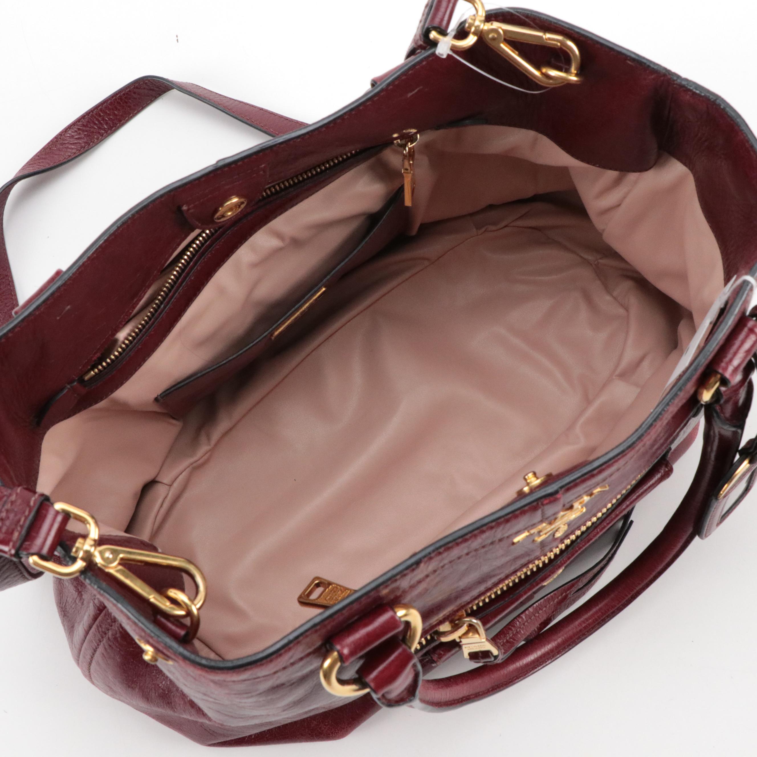 Prada Crossbody Bag in Burgundy Vitello Shine Leather
