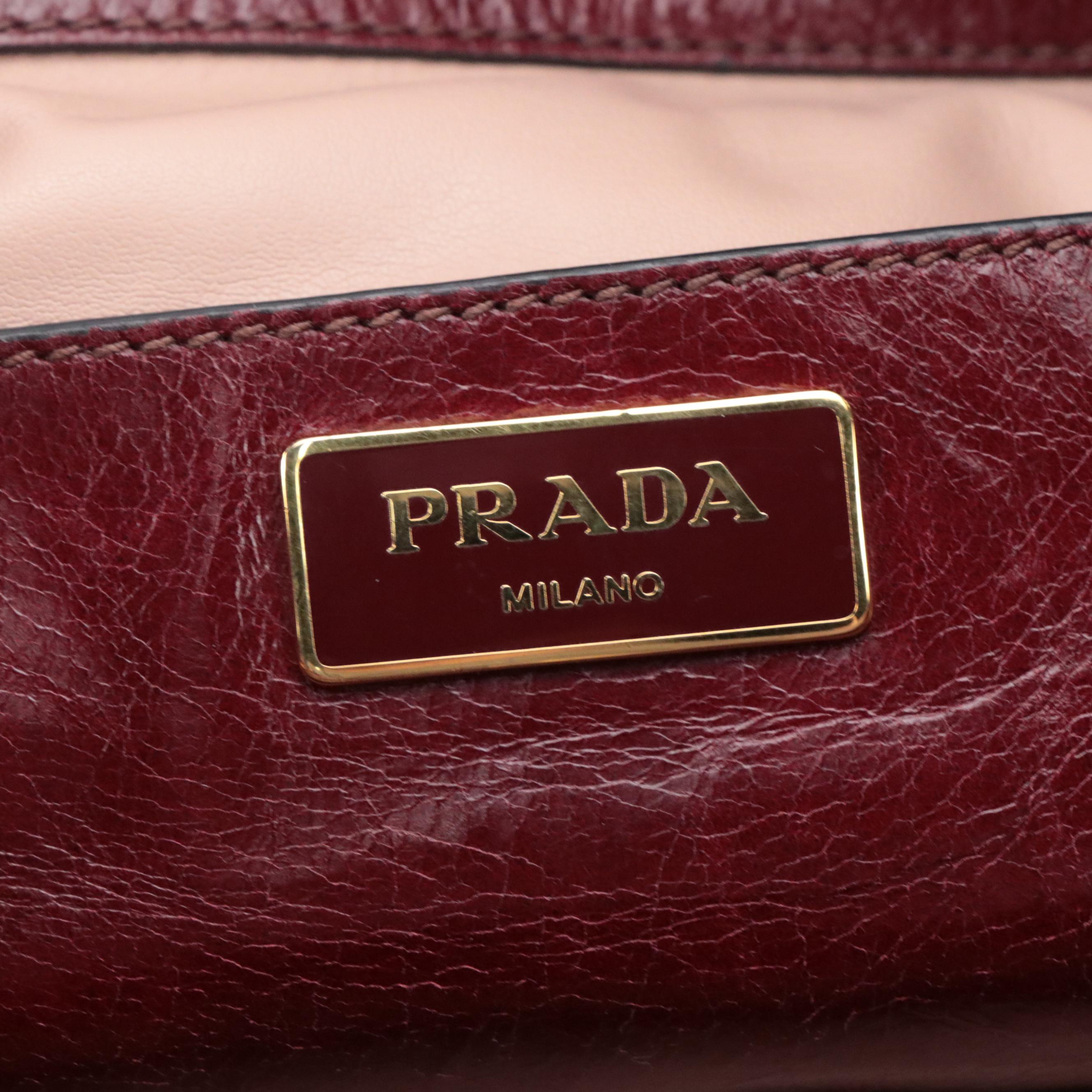 Prada Crossbody Bag in Burgundy Vitello Shine Leather