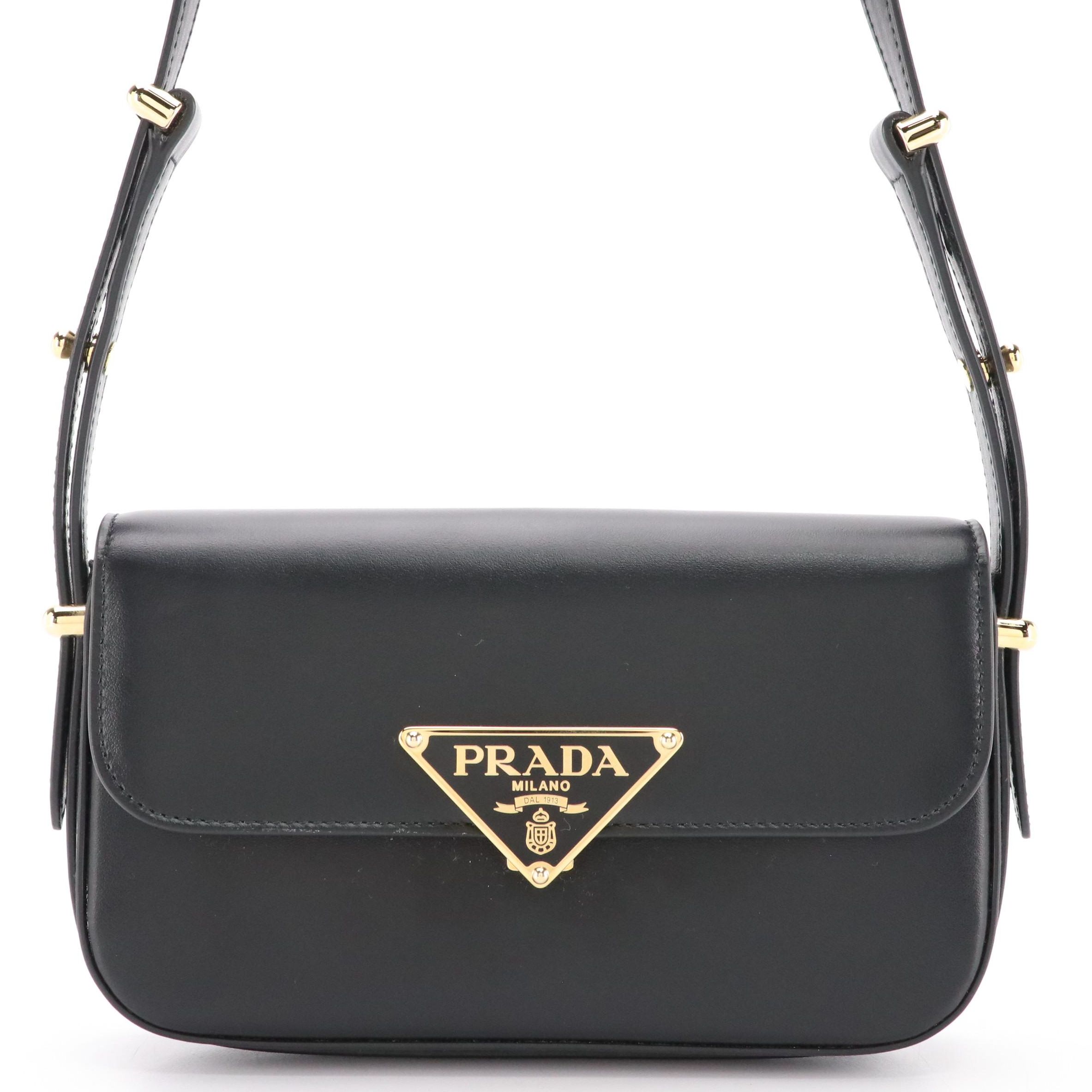 Prada Emblème Black Leather Crossbody Bag