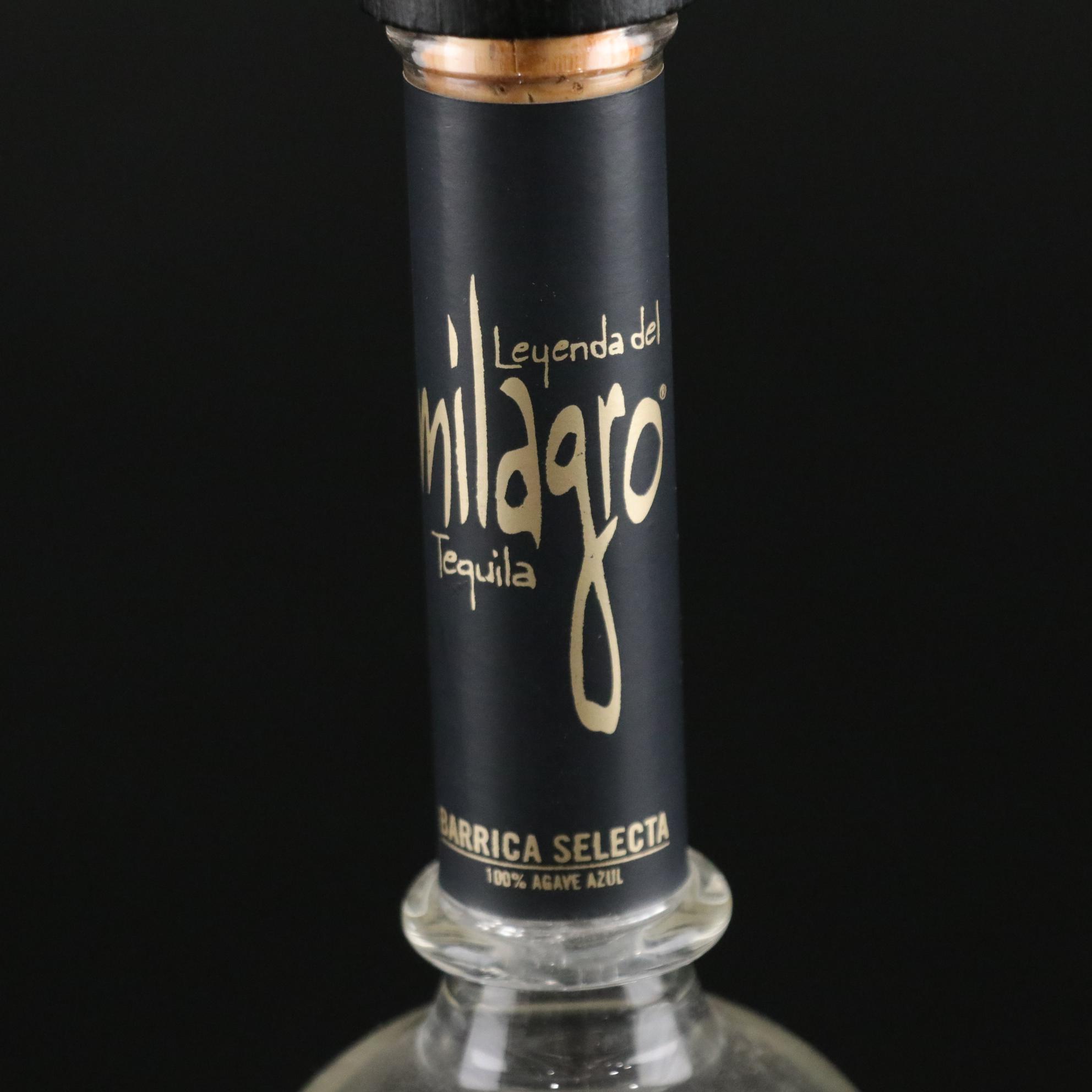 Milagro Blown Glass Tequila Bottle with Cordial Glasses