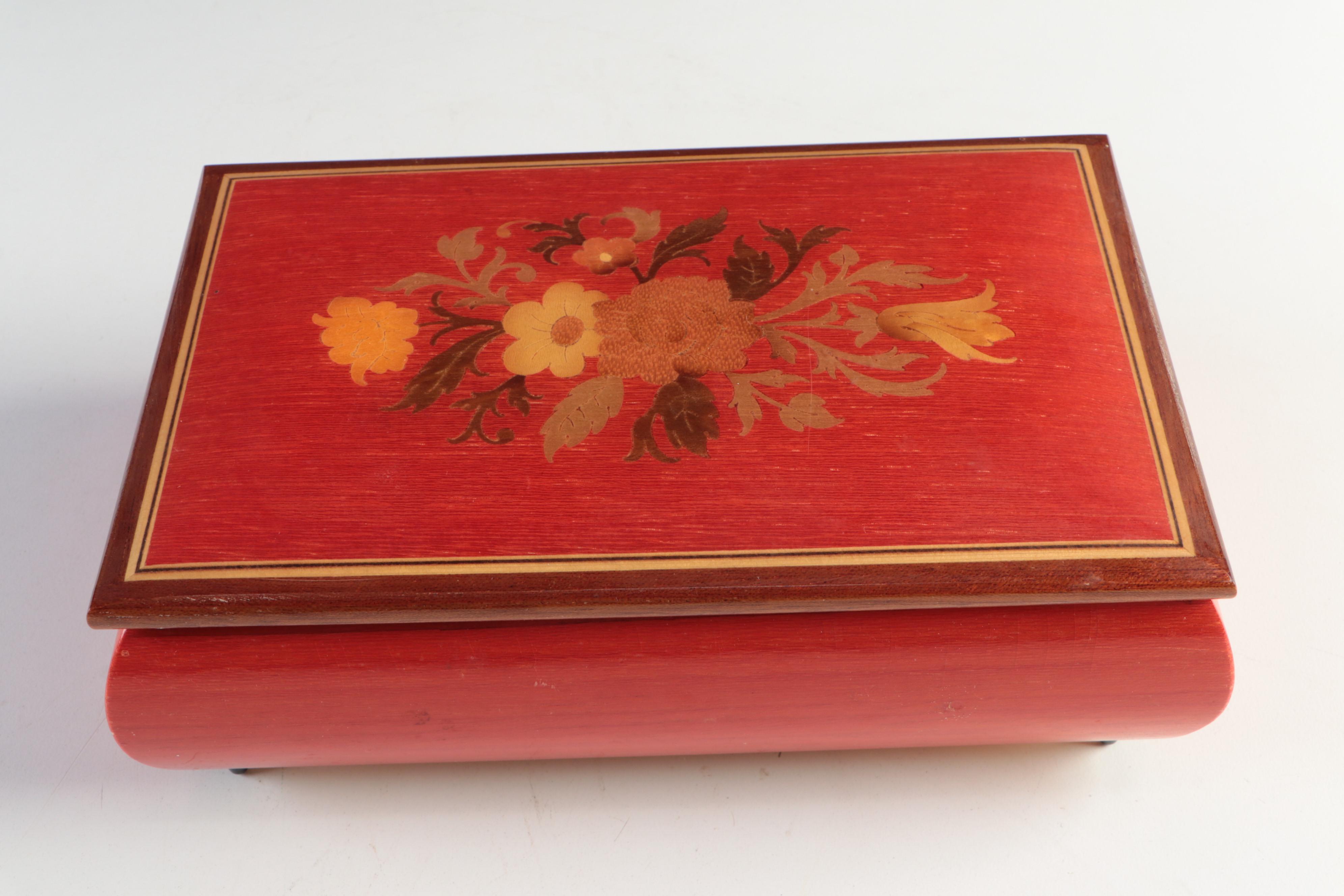 Italian Marquetry Wooden Music Jewelry Boxes