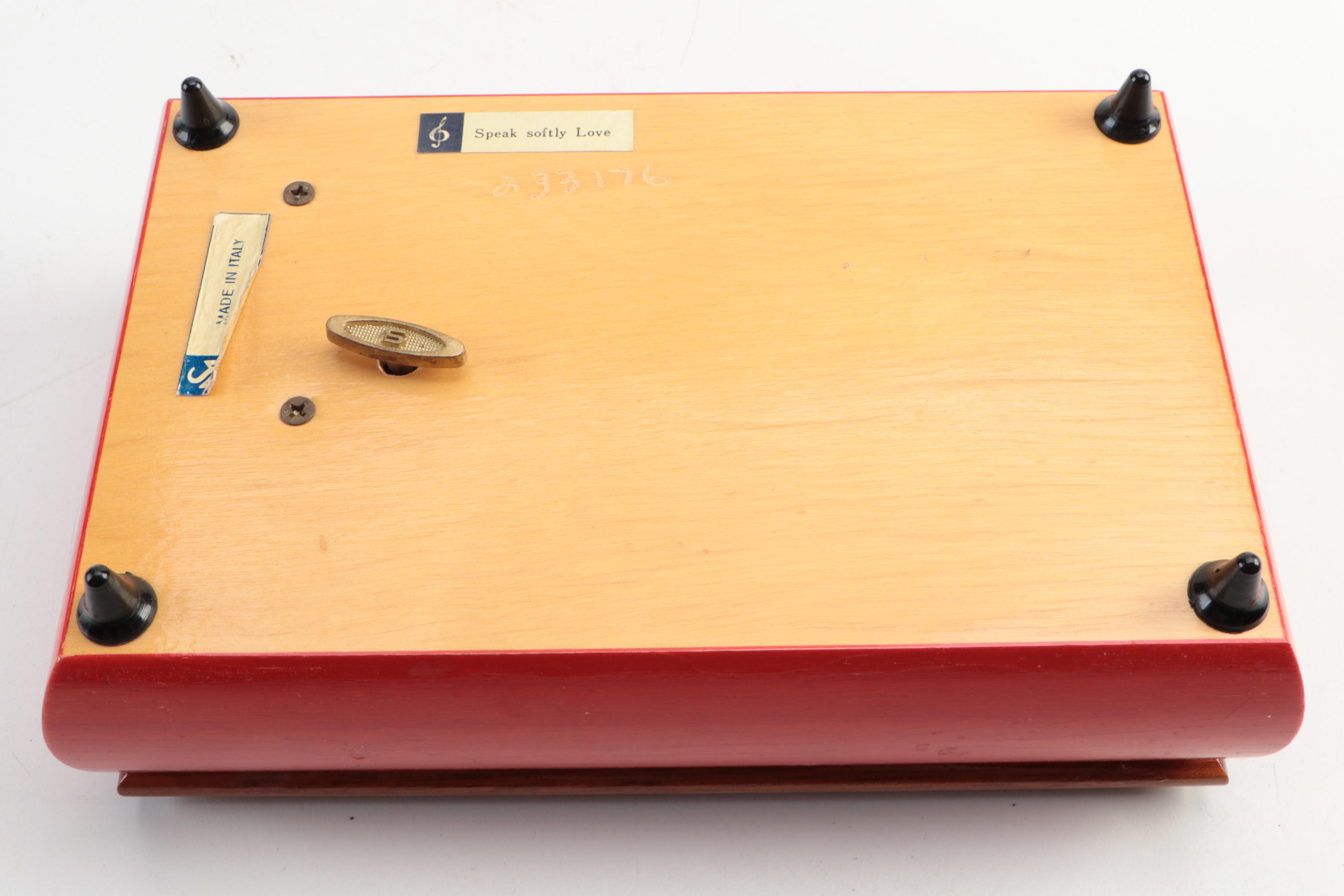 Italian Marquetry Wooden Music Jewelry Boxes