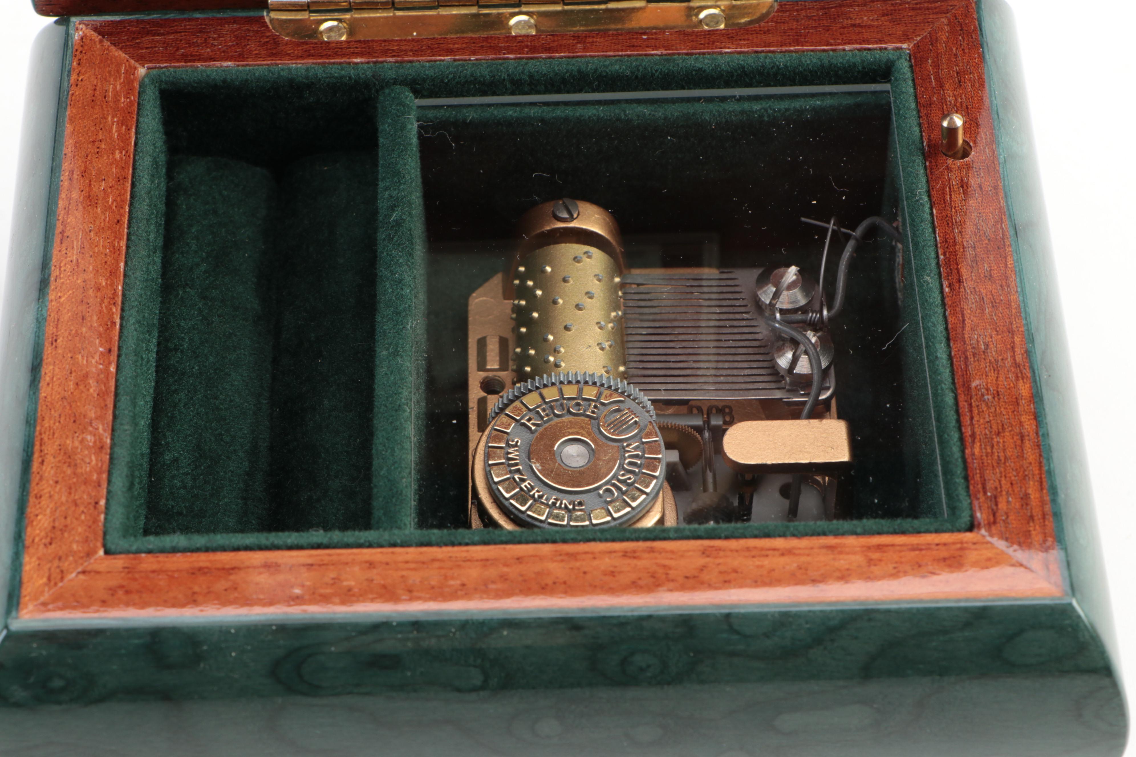 Italian Marquetry Wooden Music Jewelry Boxes