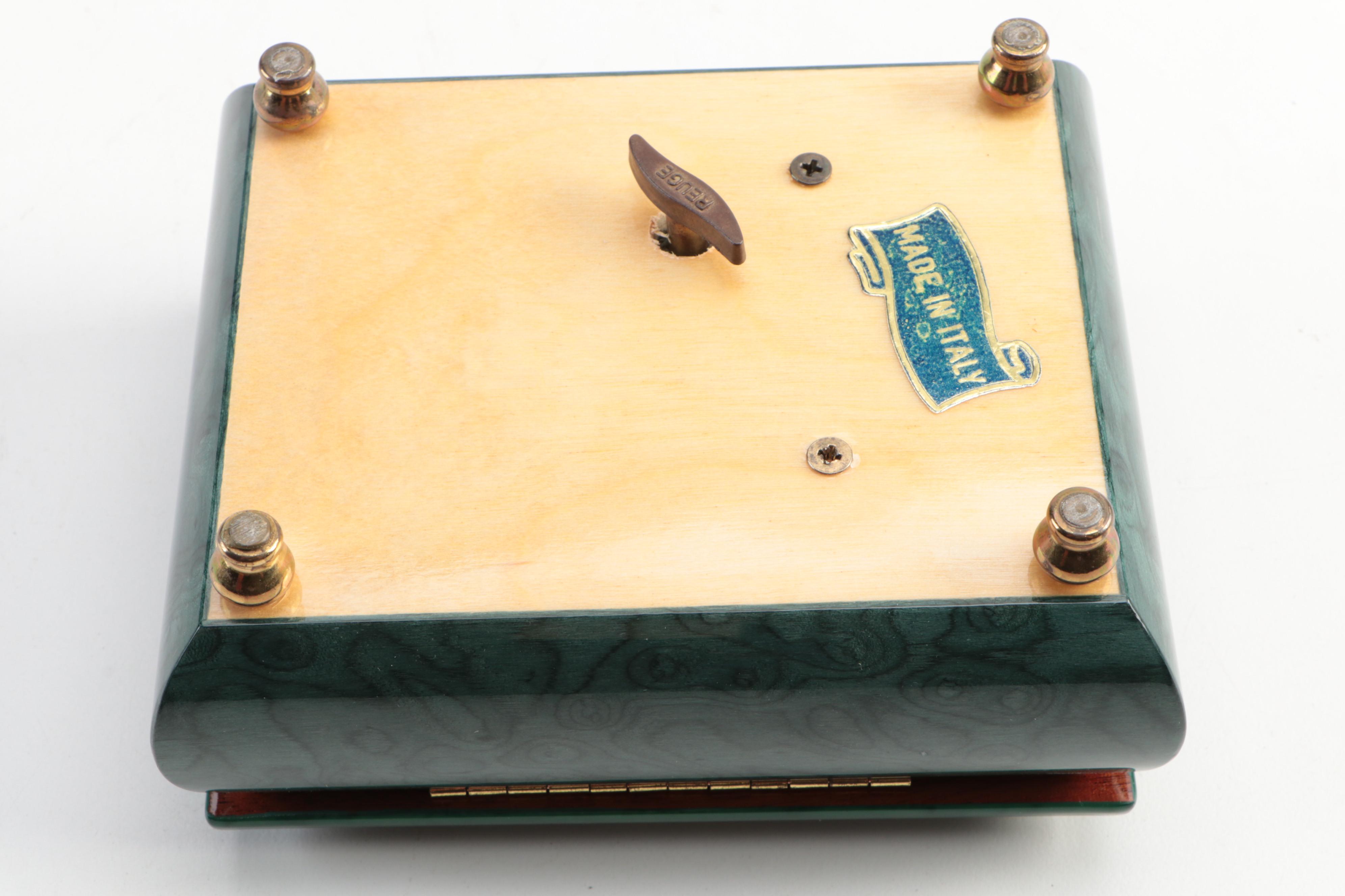 Italian Marquetry Wooden Music Jewelry Boxes