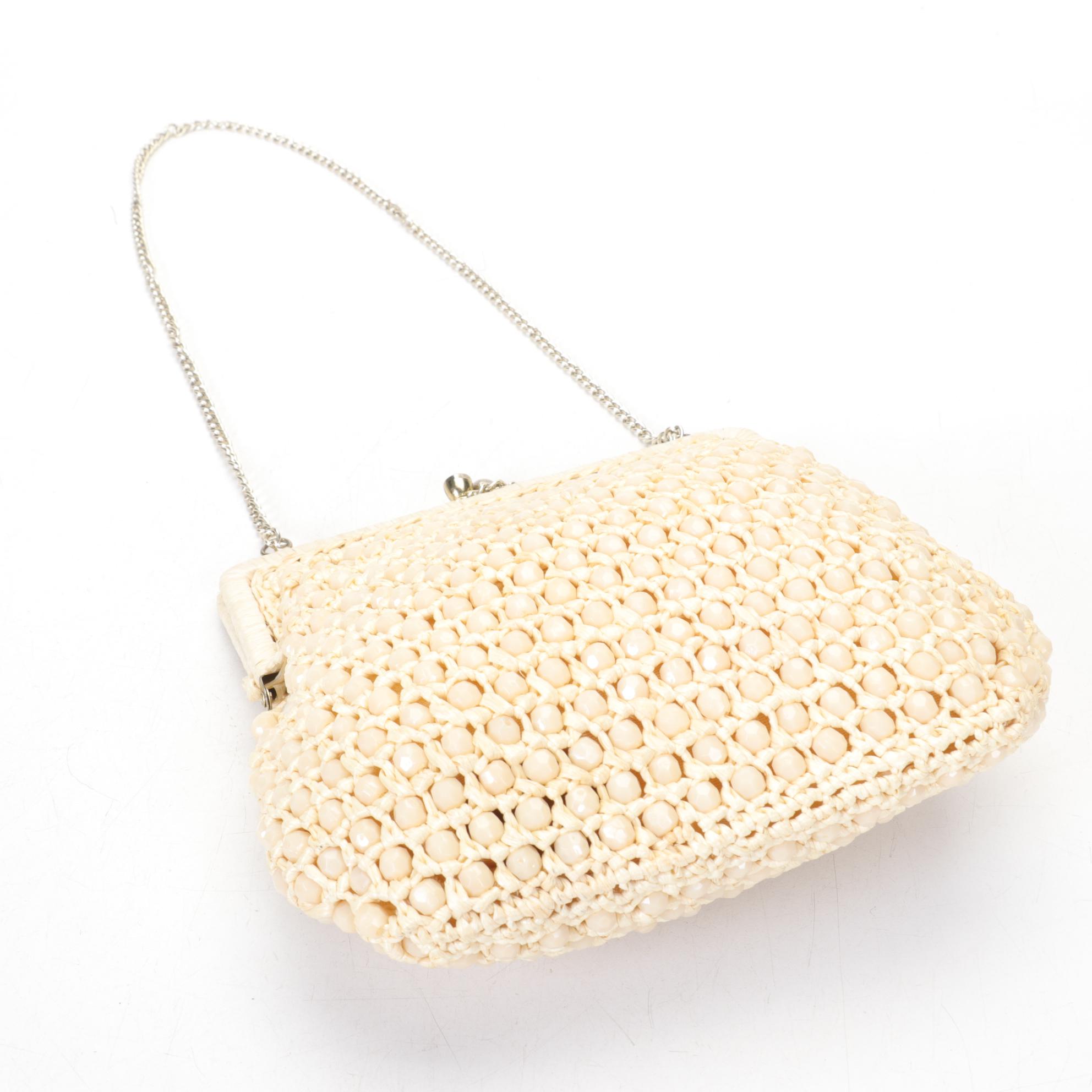 Beaded Raffia, Recycled Plastic and Tooled Leather Handbags, Mid to Late 20th C.