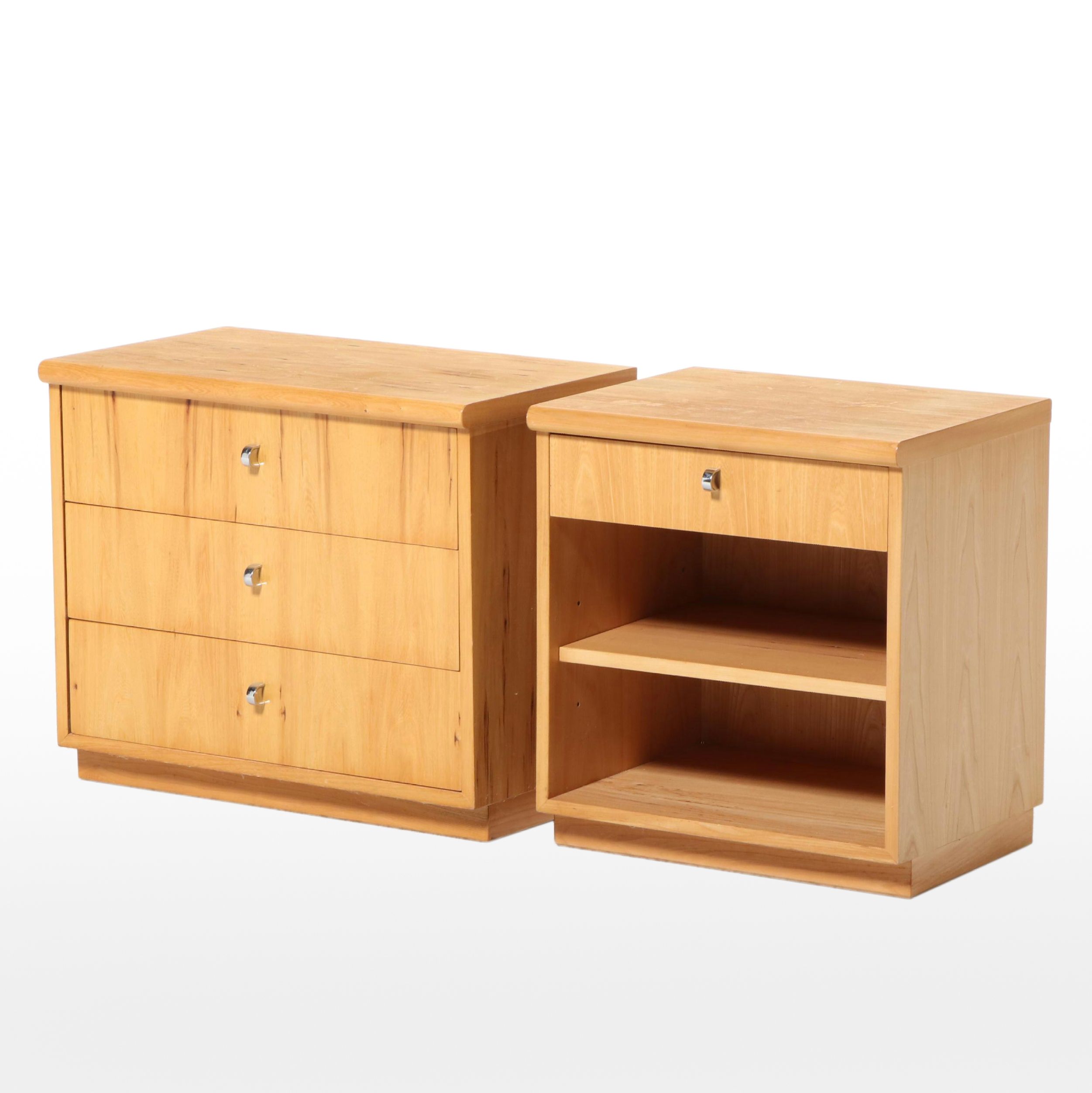 Jack Cartwright for Founders Pecan Three-Drawer Chest and Nightstand