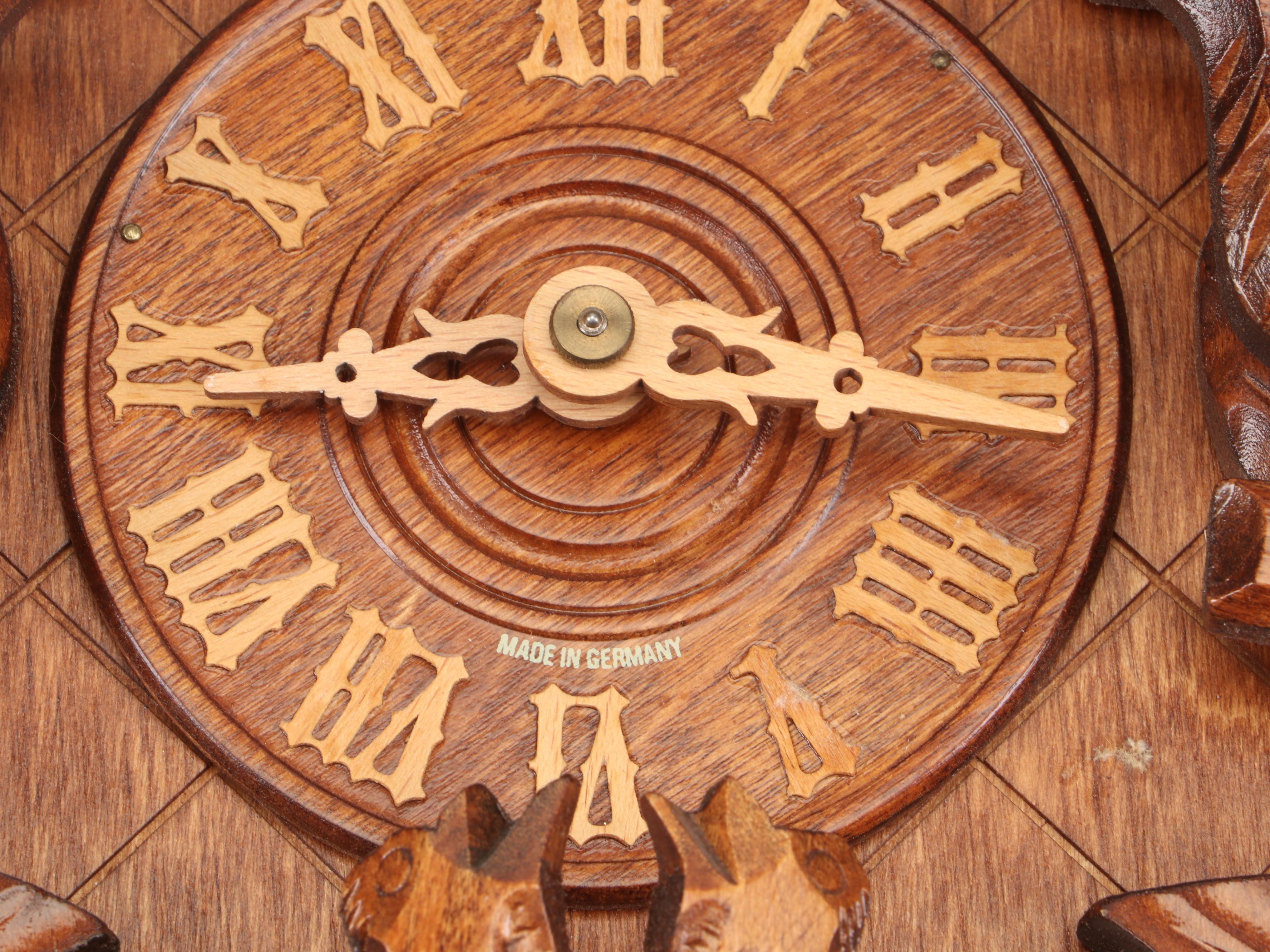 German Carved Walnut Traditional Cuckoo Clock