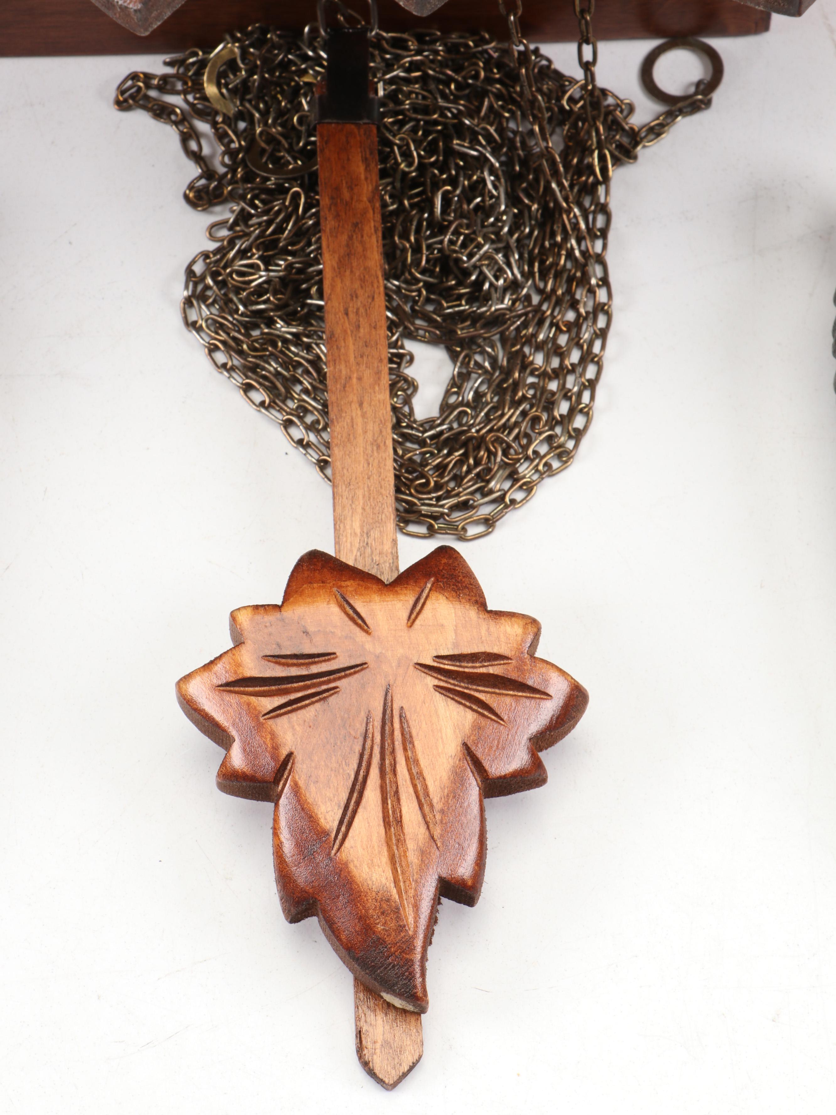 German Carved Walnut Traditional Cuckoo Clock