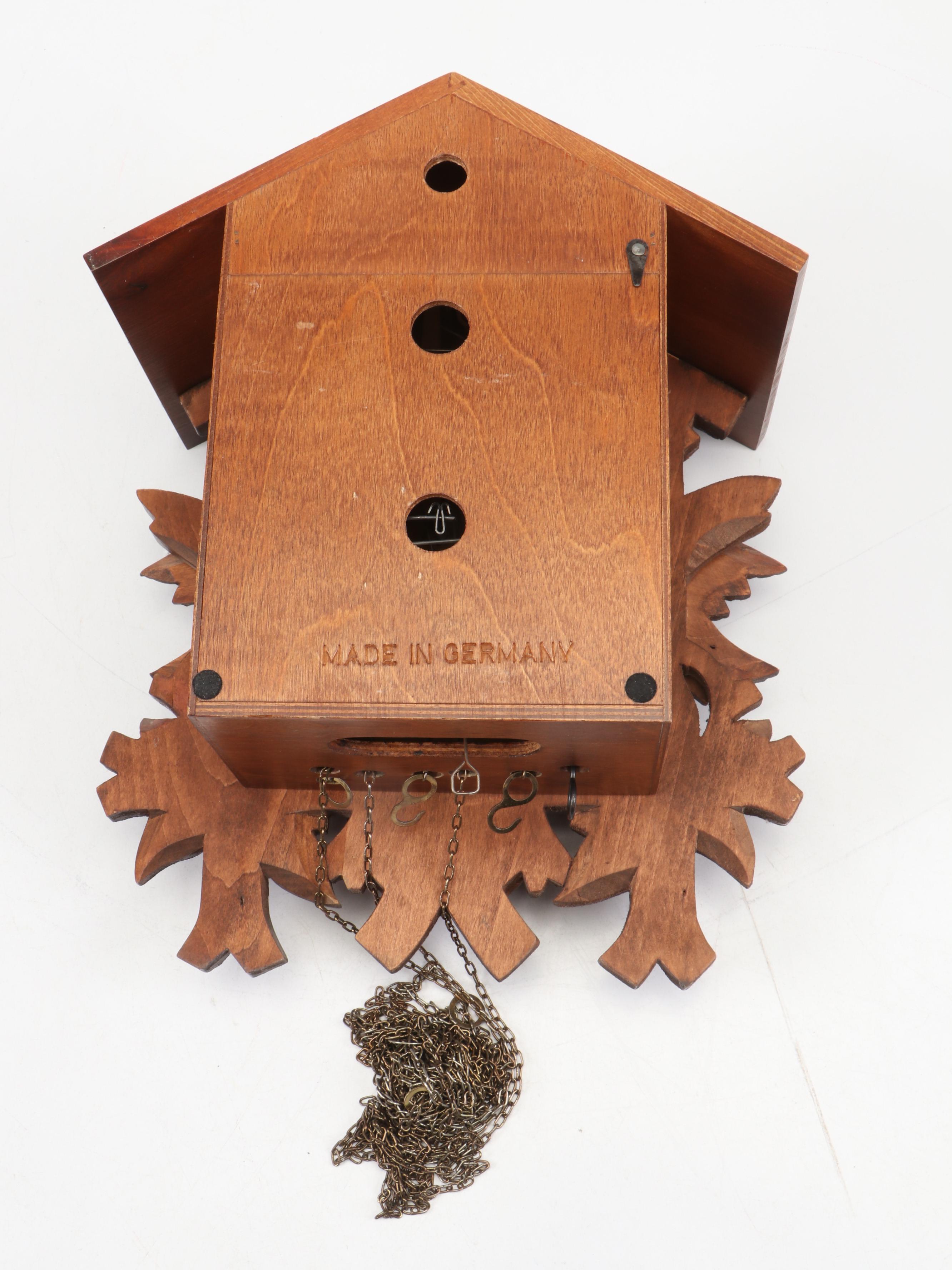 German Carved Walnut Traditional Cuckoo Clock
